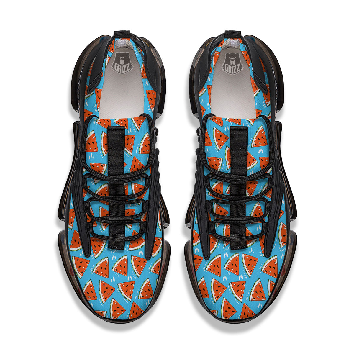 Watermelon Summer Blue Print Pattern Black Gym Shoes-grizzshop