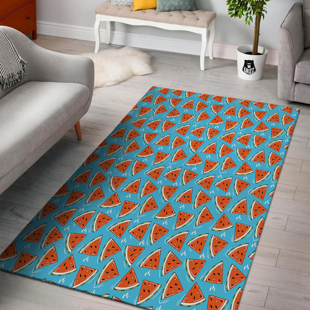 Watermelon Summer Blue Print Pattern Floor Mat-grizzshop