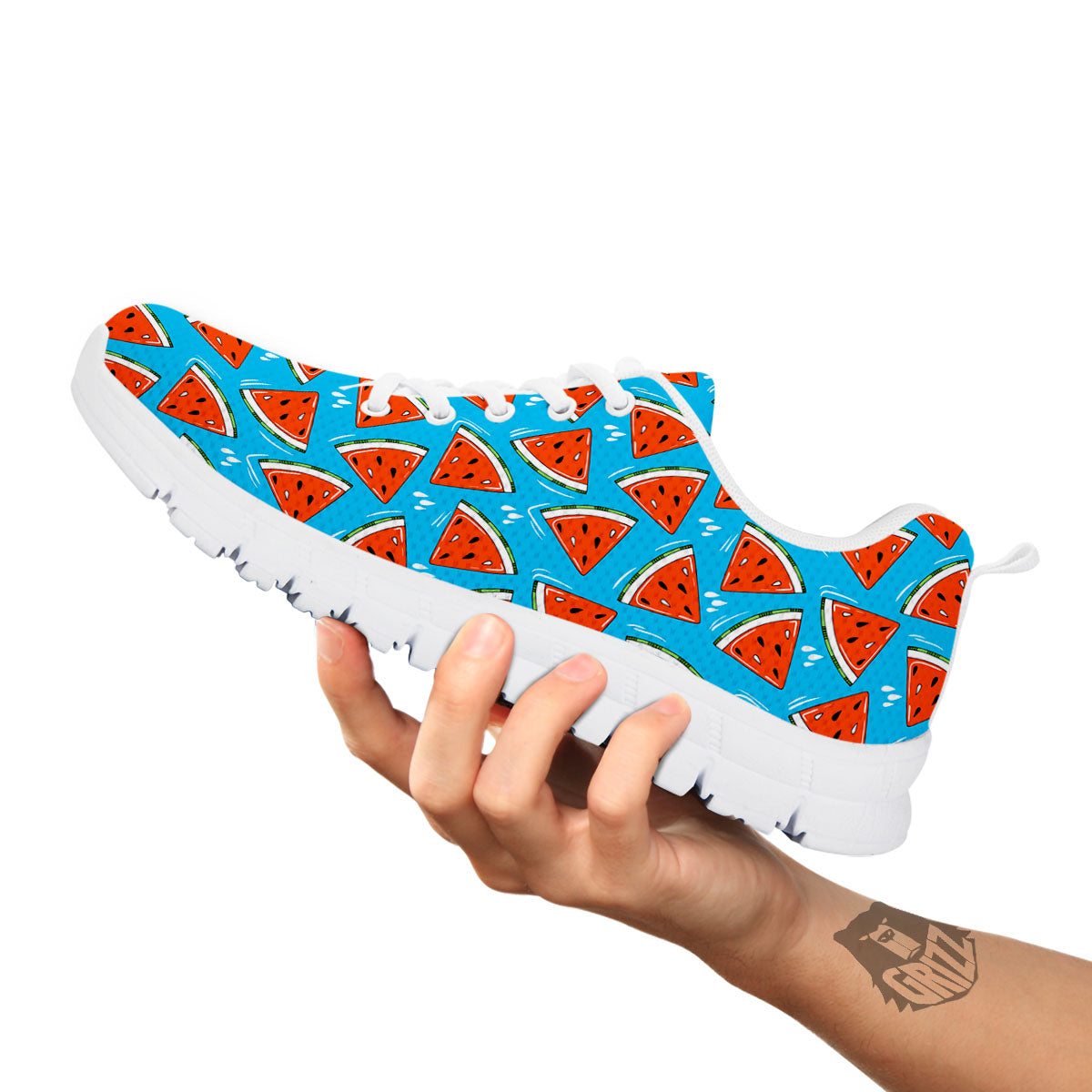 Watermelon Summer Blue Print Pattern White Sneaker-grizzshop