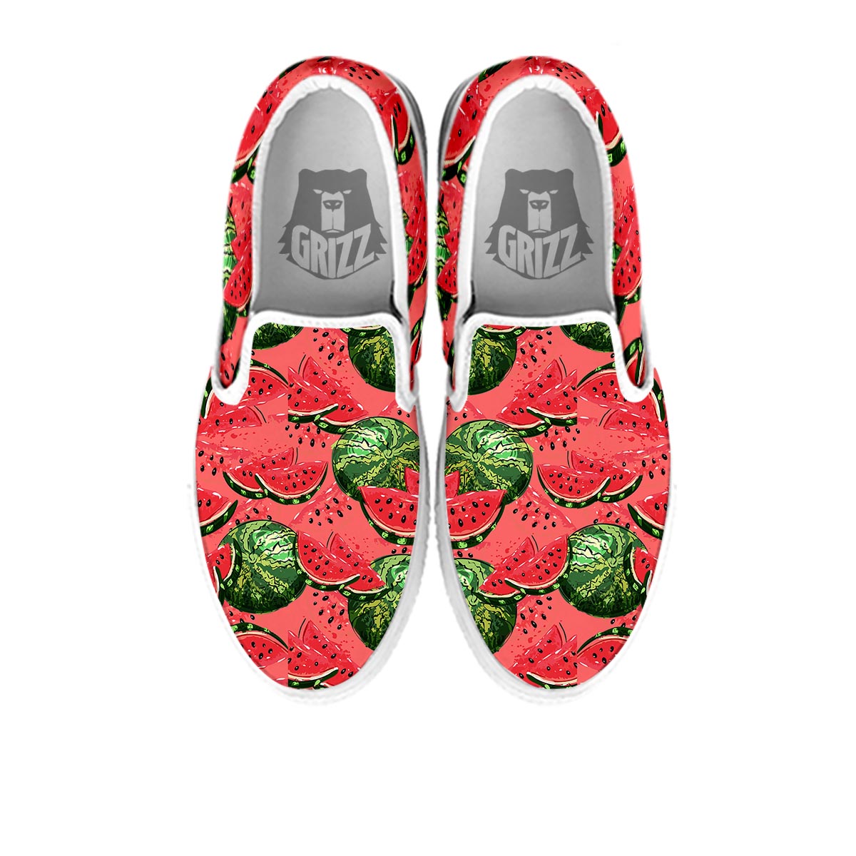 Watermelon Summer Fruits Print Pattern White Slip On Shoes-grizzshop
