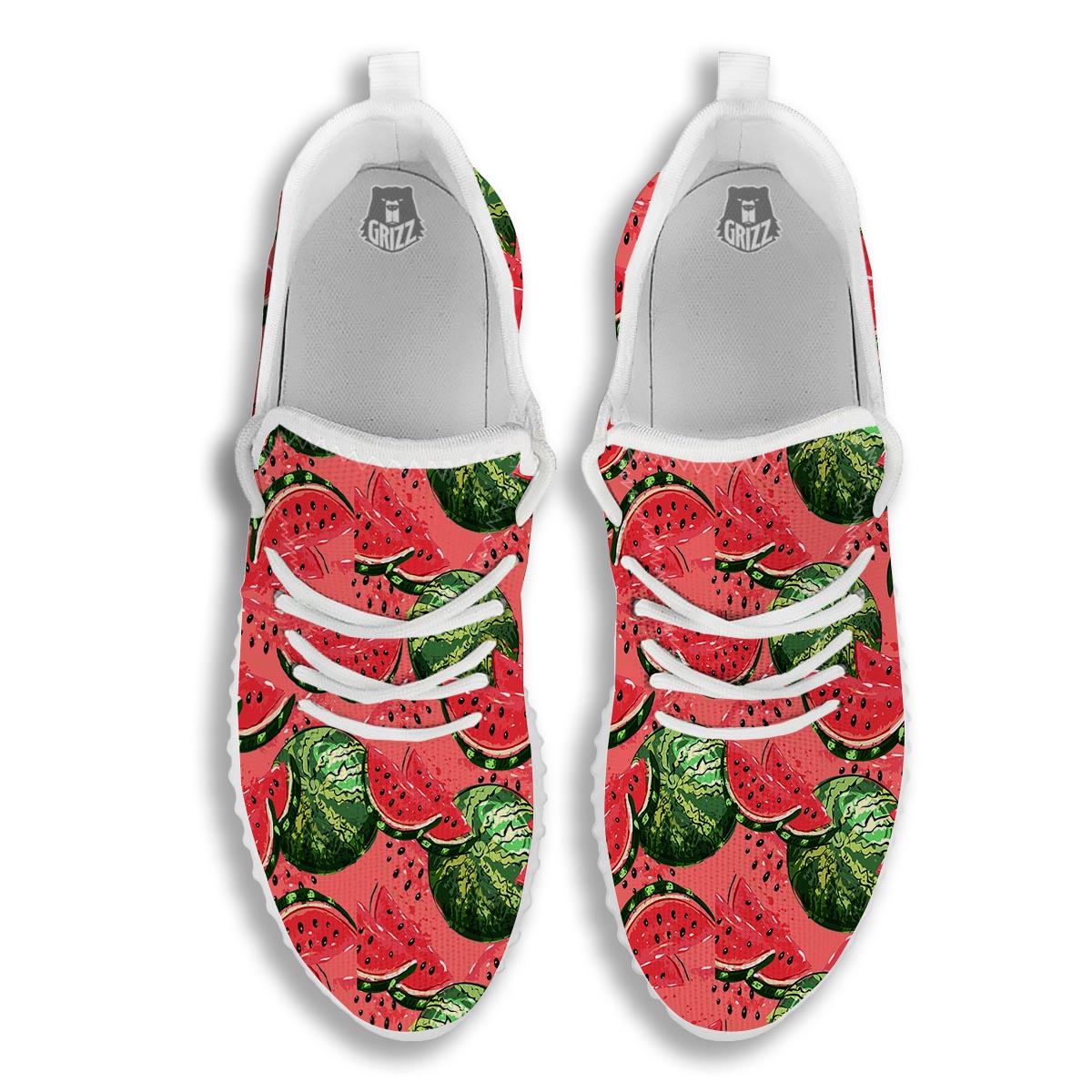 Watermelon Summer Fruits Print Pattern White Walking Shoes-grizzshop