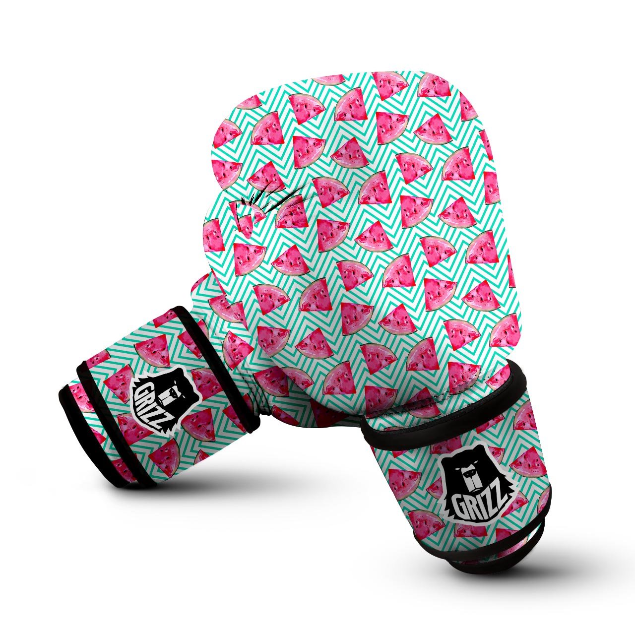 Watermelon Teal Chevron Print Pattern Boxing Gloves-grizzshop