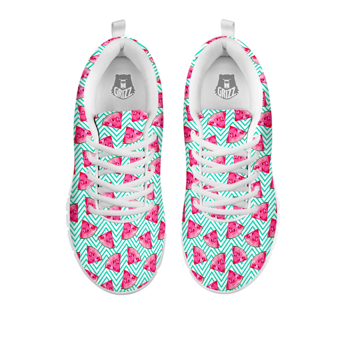 Watermelon Teal Chevron Print Pattern White Sneaker-grizzshop