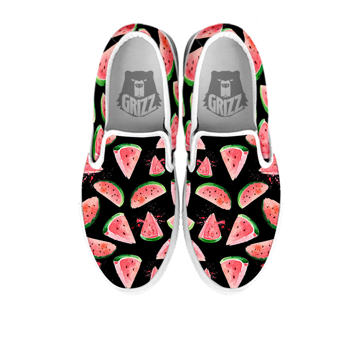 Watermelon Watercolor Print Pattern White Slip On Shoes-grizzshop