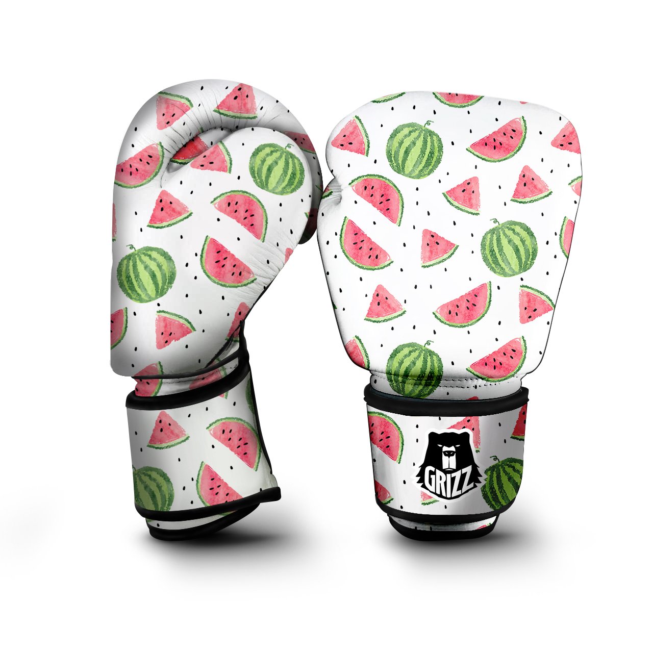Watermelon White Summer Print Pattern Boxing Gloves-grizzshop