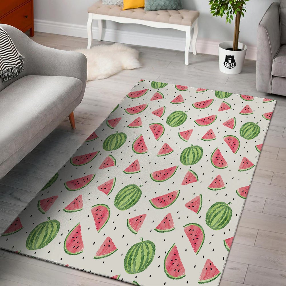 Watermelon White Summer Print Pattern Floor Mat-grizzshop