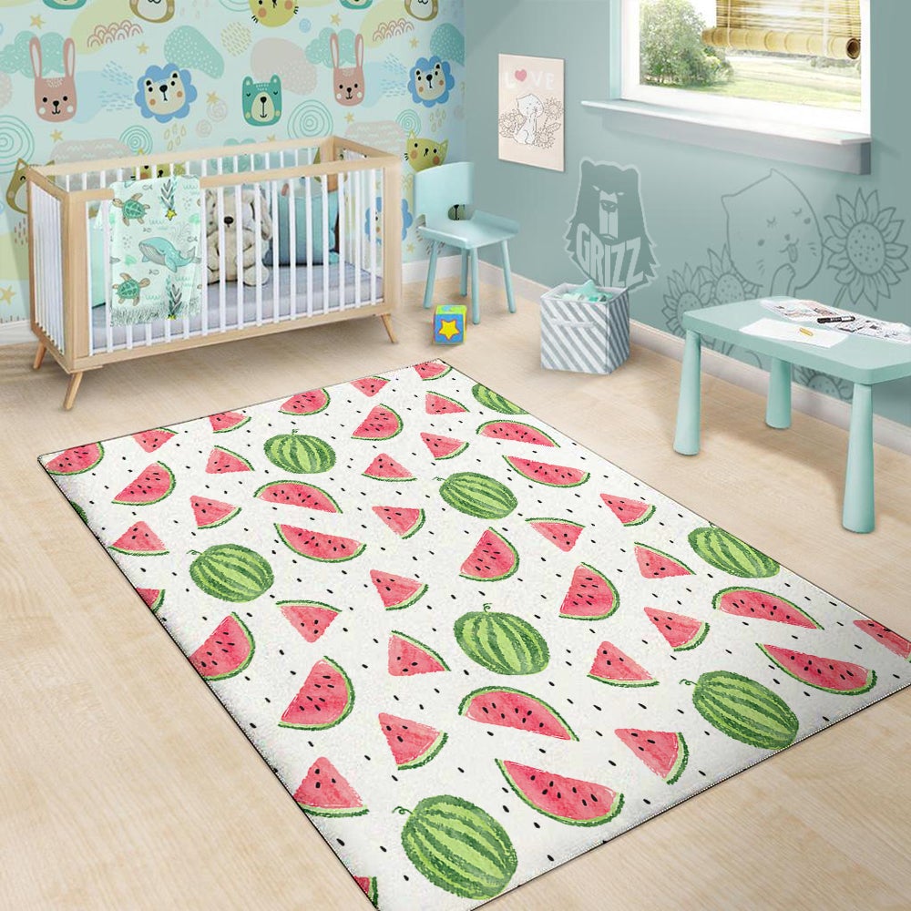 Watermelon White Summer Print Pattern Floor Mat-grizzshop