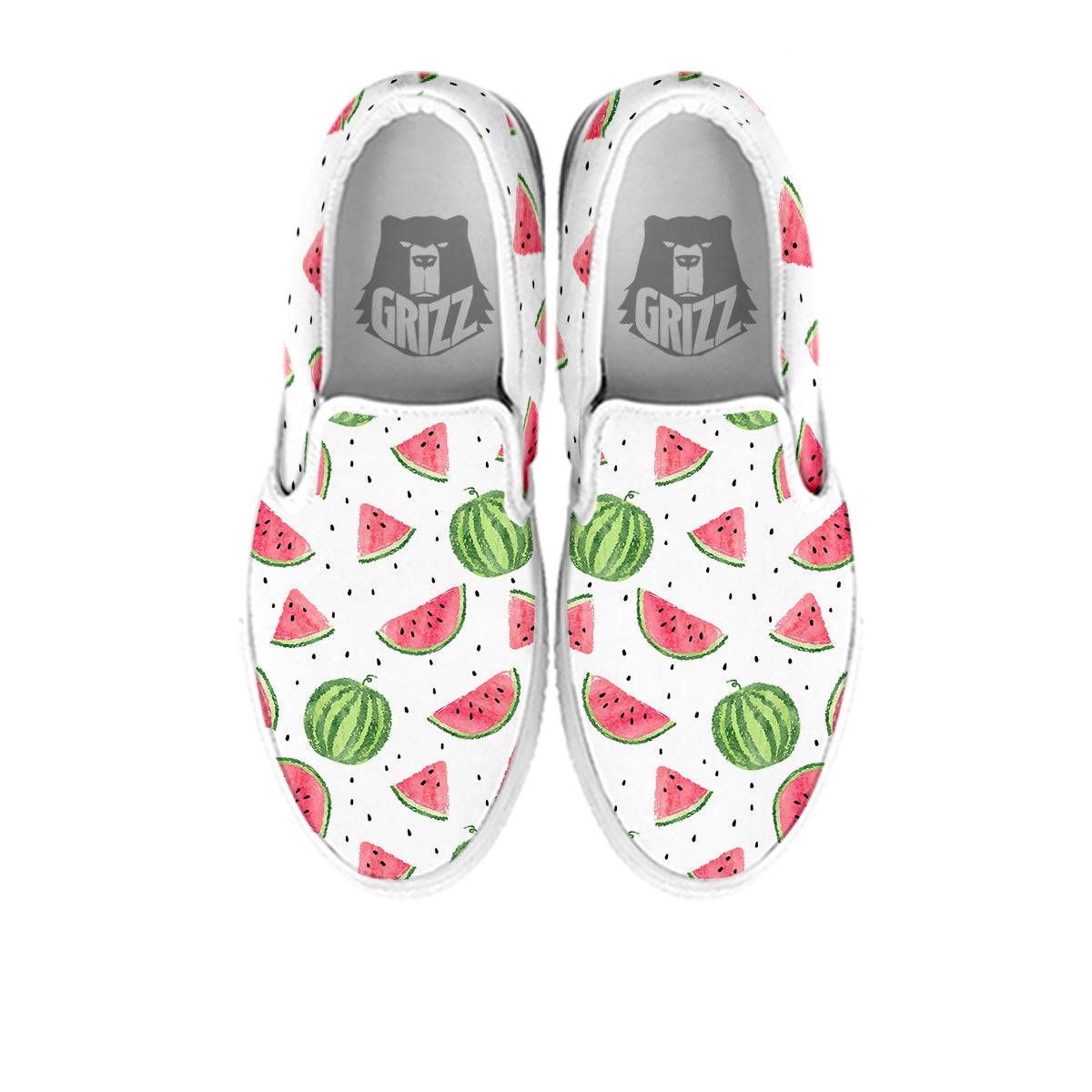 Watermelon White Summer Print Pattern White Slip On Shoes-grizzshop