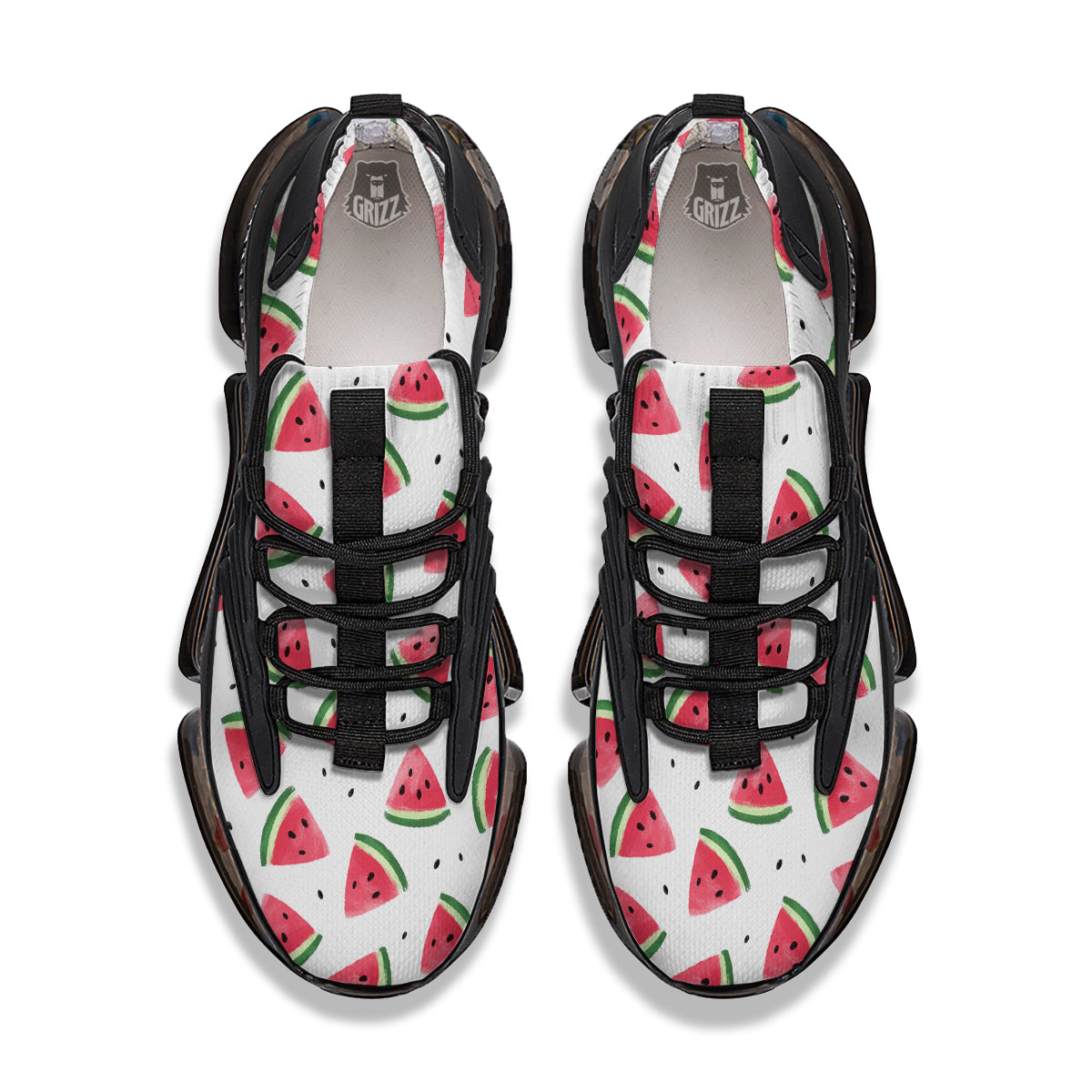 Watermelon White Tropical Print Pattern Black Gym Shoes-grizzshop