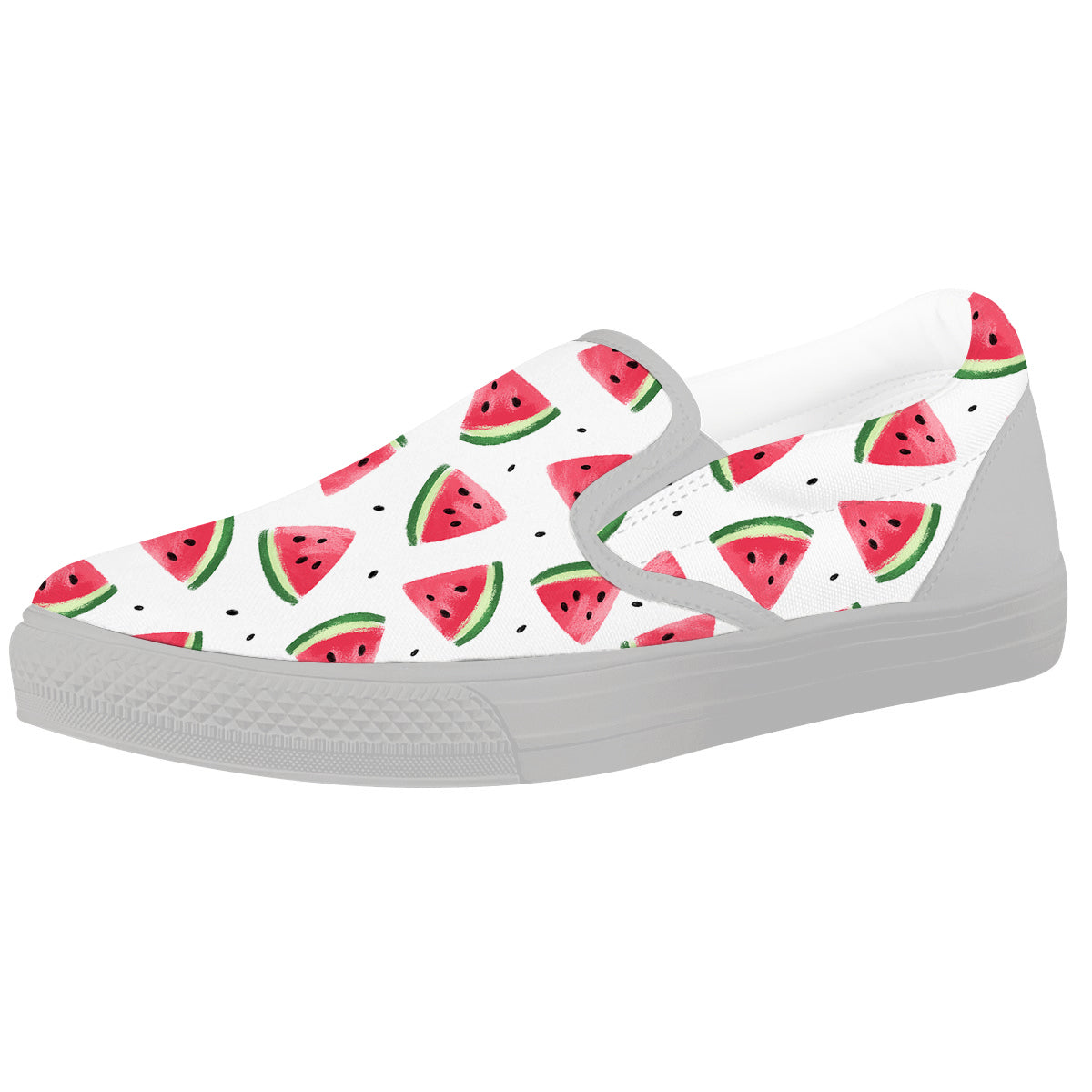 Watermelon White Tropical Print Pattern White Slip On Shoes-grizzshop
