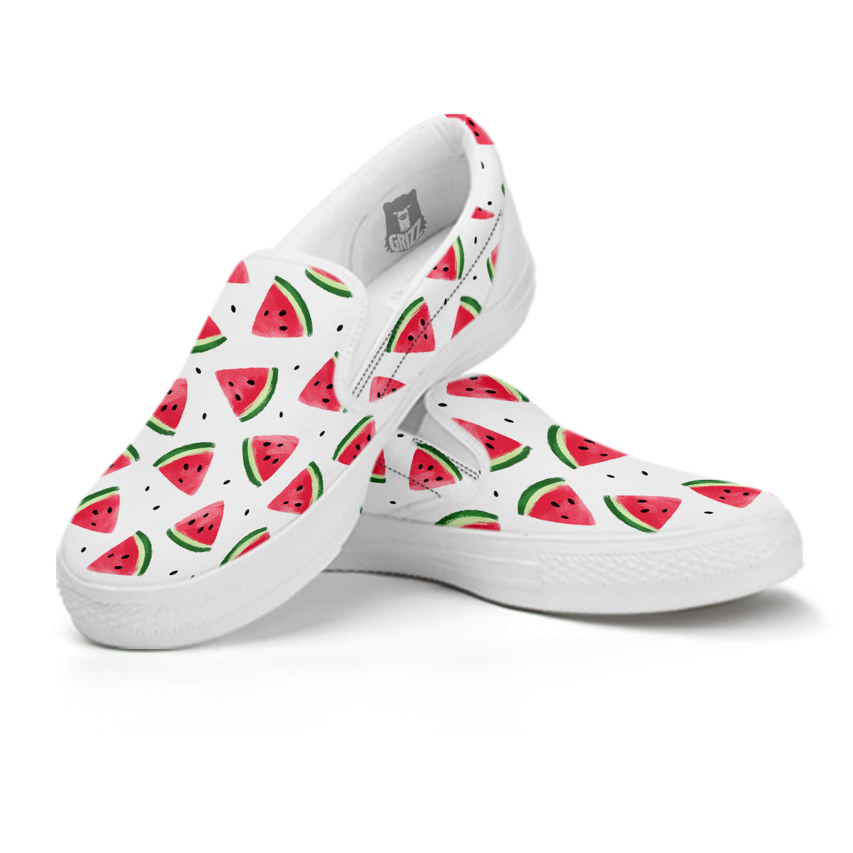 Watermelon White Tropical Print Pattern White Slip On Shoes-grizzshop