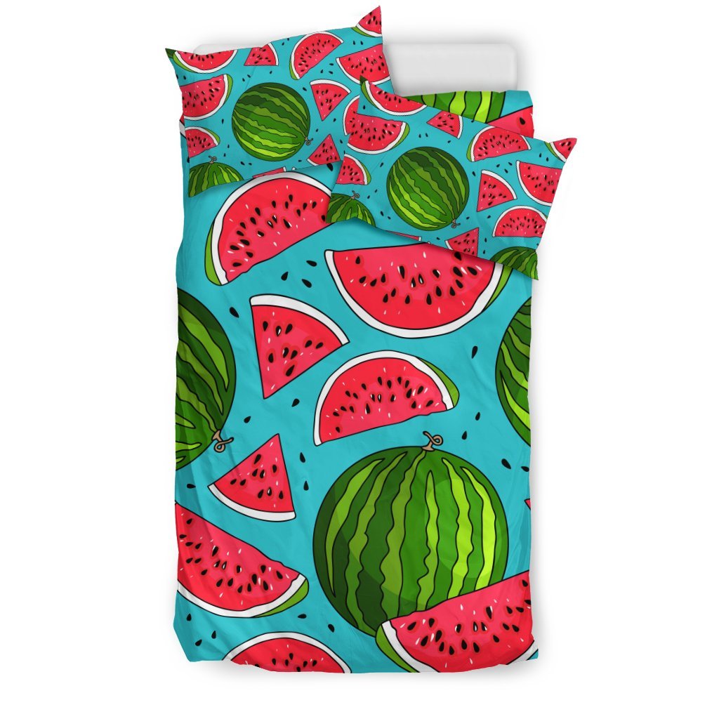 Watermelon Piece Blue Pattern Print Duvet Cover Bedding Set-grizzshop