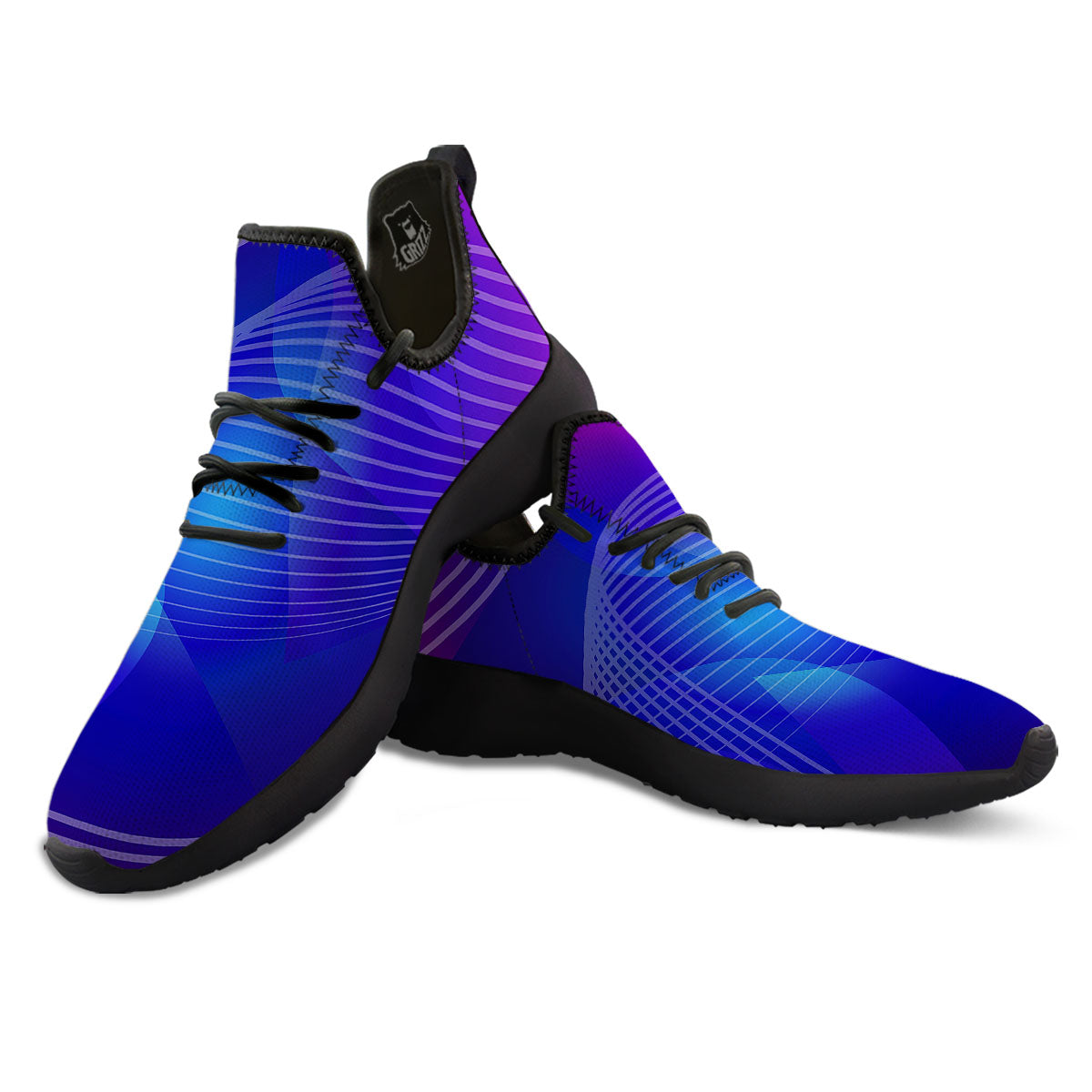 Wave EDM Print Black Athletic Shoes-grizzshop