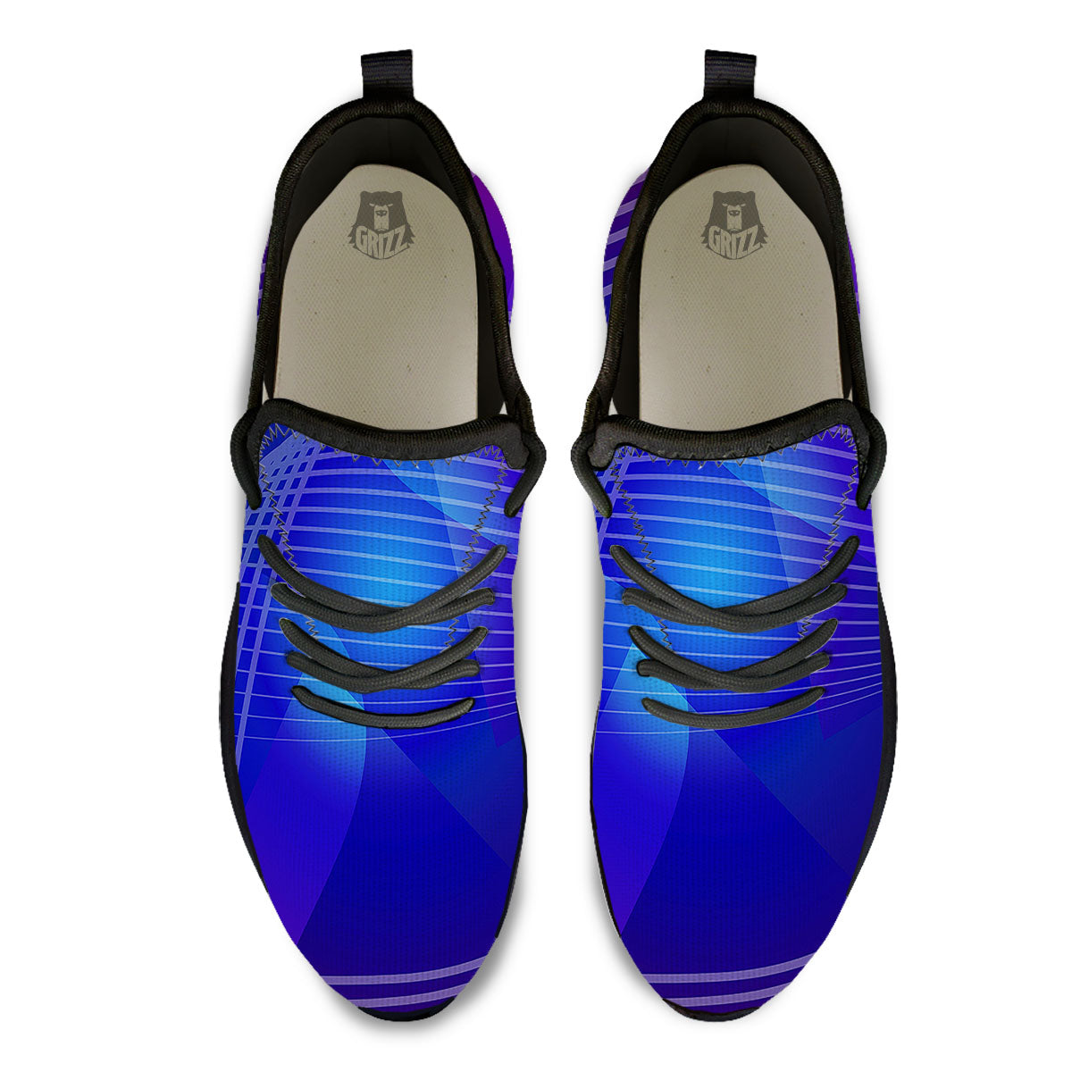 Wave EDM Print Black Athletic Shoes-grizzshop