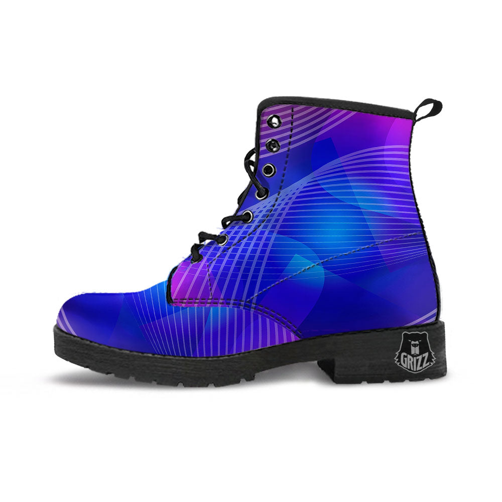 Wave EDM Print Leather Boots-grizzshop