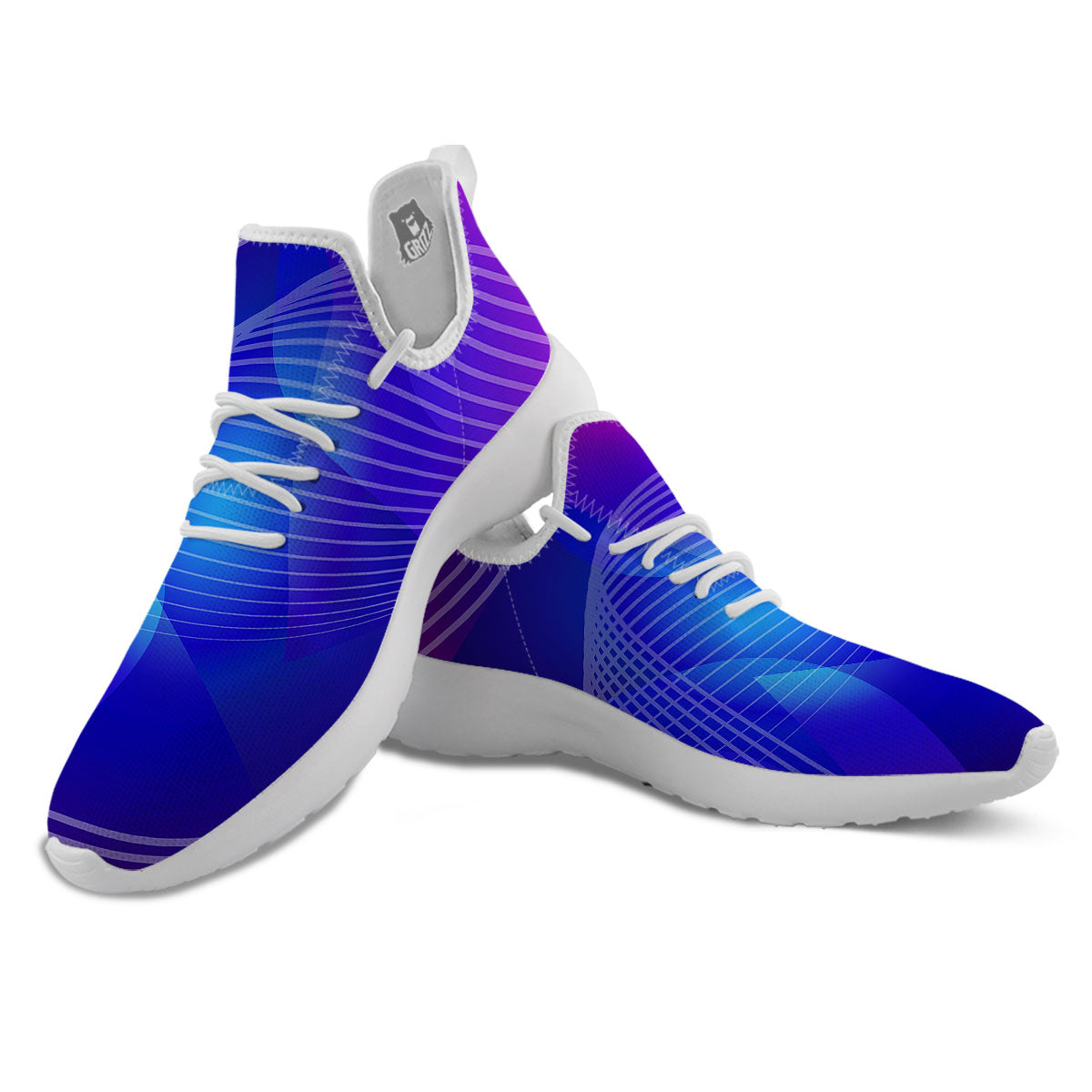Wave EDM Print White Athletic Shoes-grizzshop
