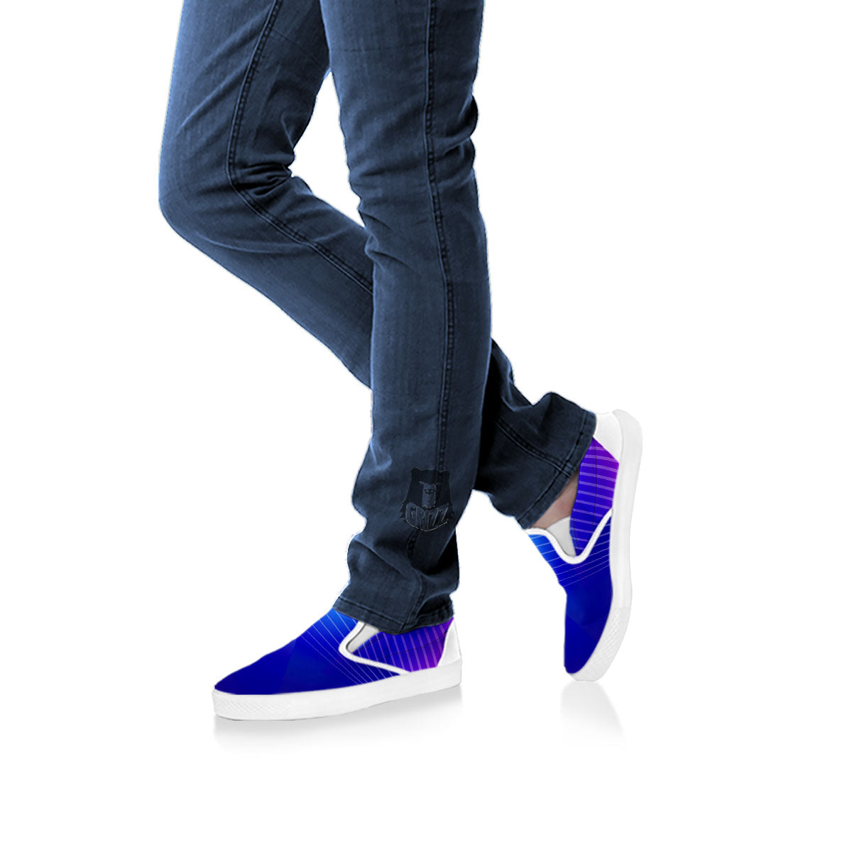 Wave EDM Print White Slip On Shoes-grizzshop