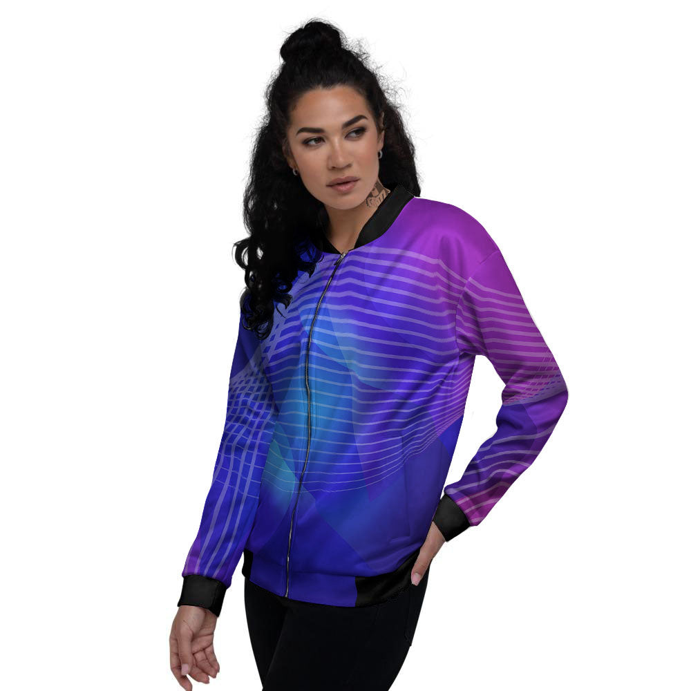 Wave EDM Print Women's Bomber Jacket-grizzshop