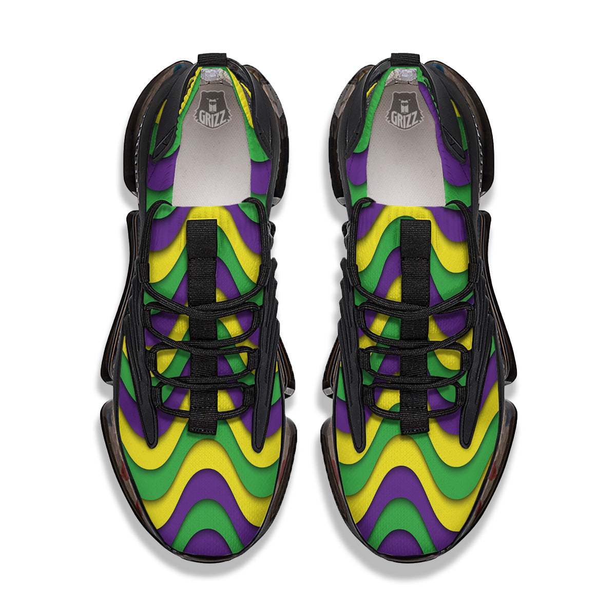Wave Mardi Gras Print Pattern Black Gym Shoes-grizzshop