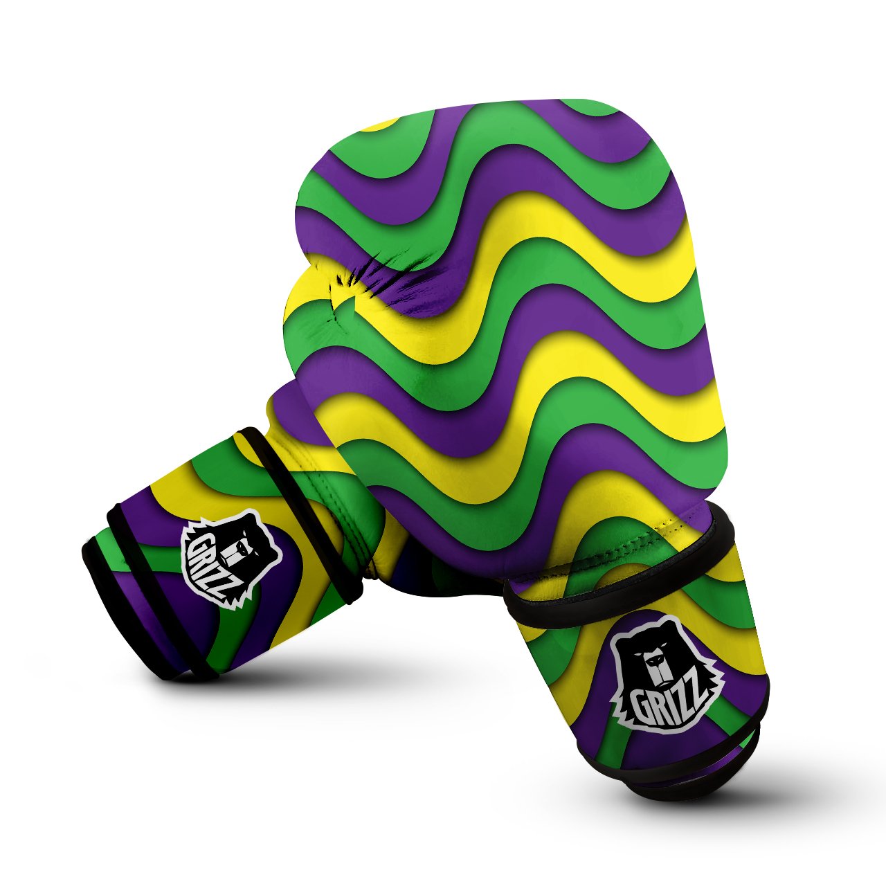 Wave Mardi Gras Print Pattern Boxing Gloves-grizzshop
