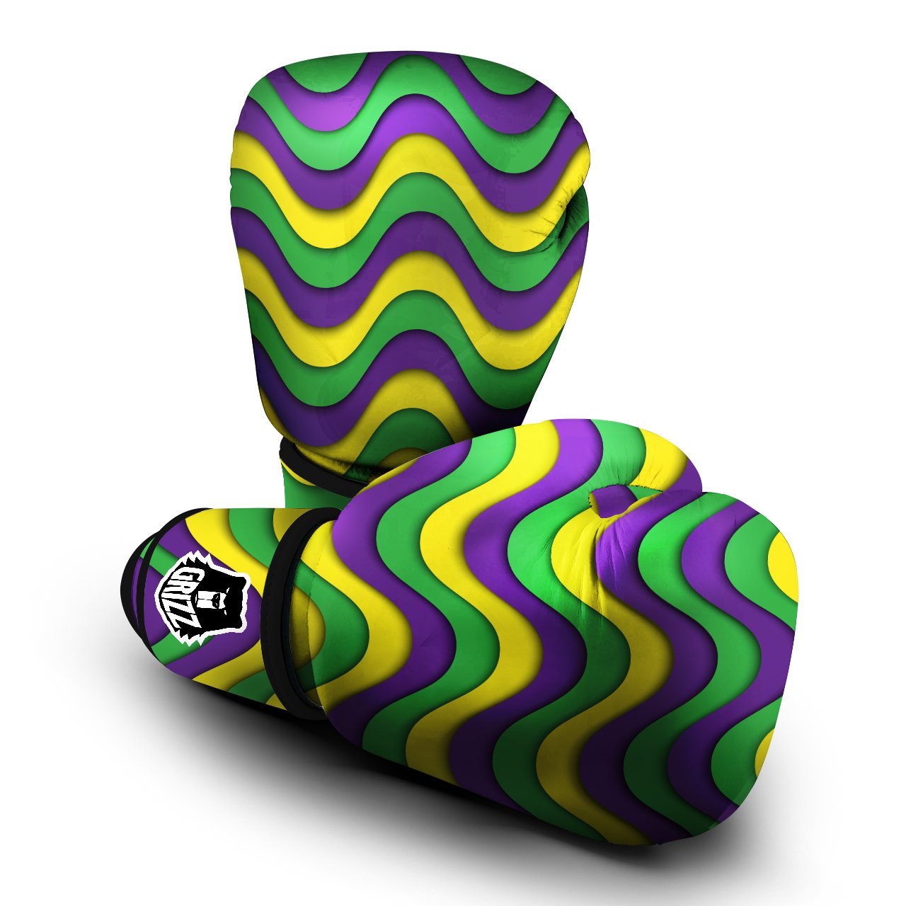 Wave Mardi Gras Print Pattern Boxing Gloves-grizzshop
