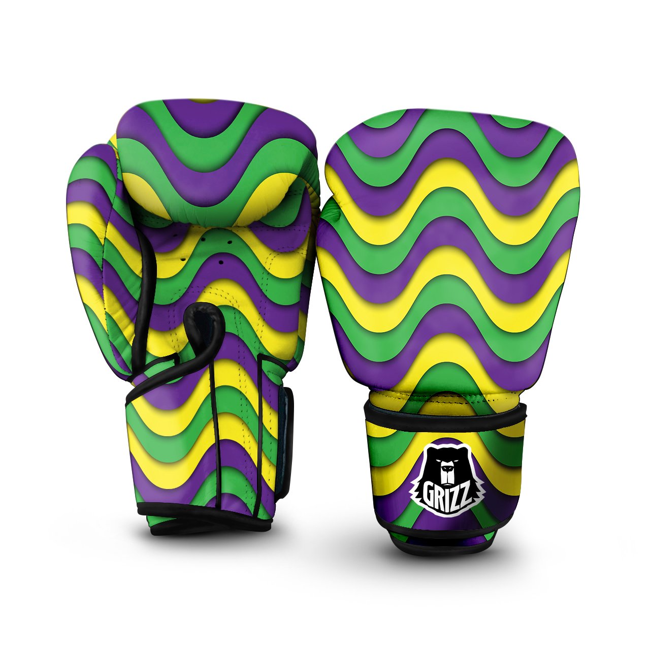 Wave Mardi Gras Print Pattern Boxing Gloves-grizzshop