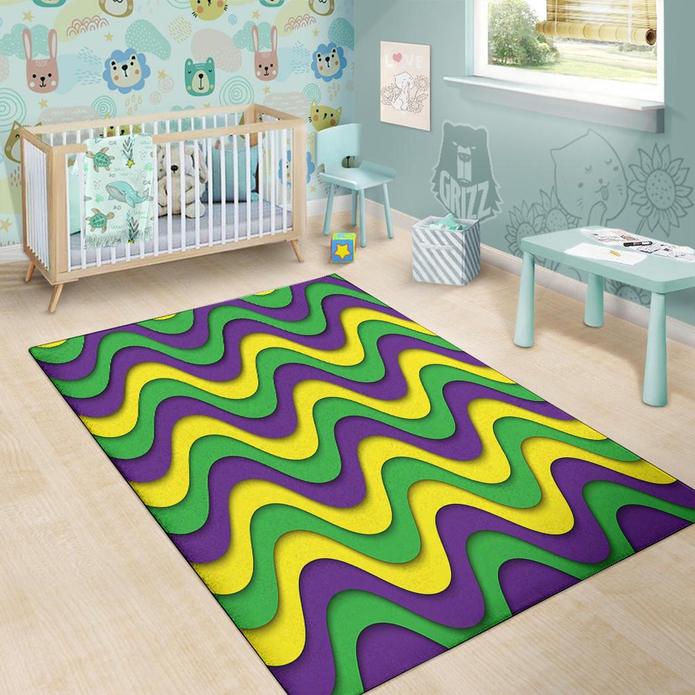 Wave Mardi Gras Print Pattern Floor Mat-grizzshop
