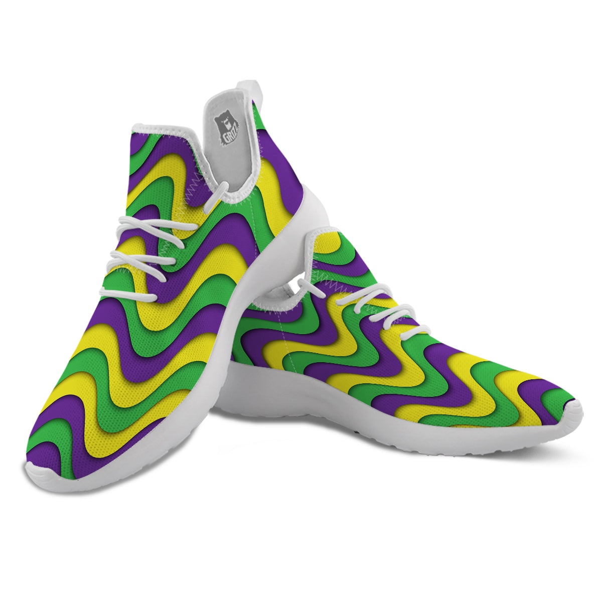Wave Mardi Gras Print Pattern White Athletic Shoes-grizzshop