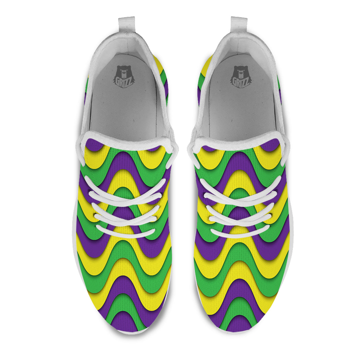 Wave Mardi Gras Print Pattern White Athletic Shoes-grizzshop