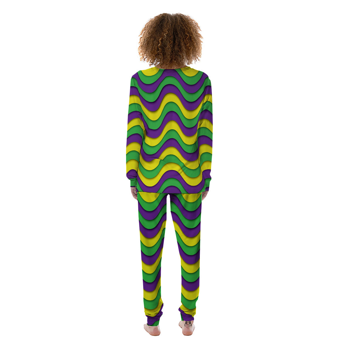 Wave Mardi Gras Print Pattern Women's Pajamas-grizzshop
