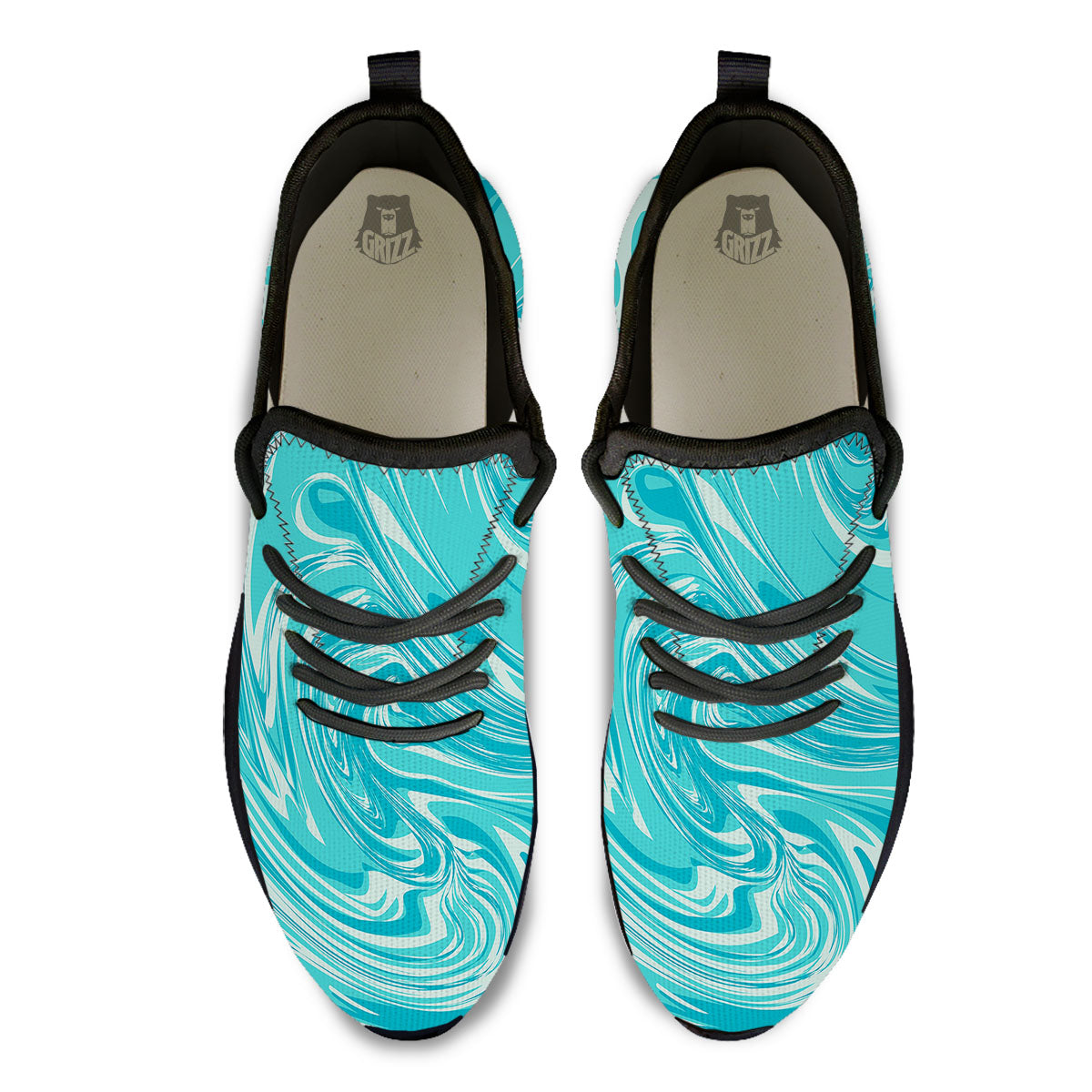 Wave Psychedelic Print Pattern Black Athletic Shoes-grizzshop