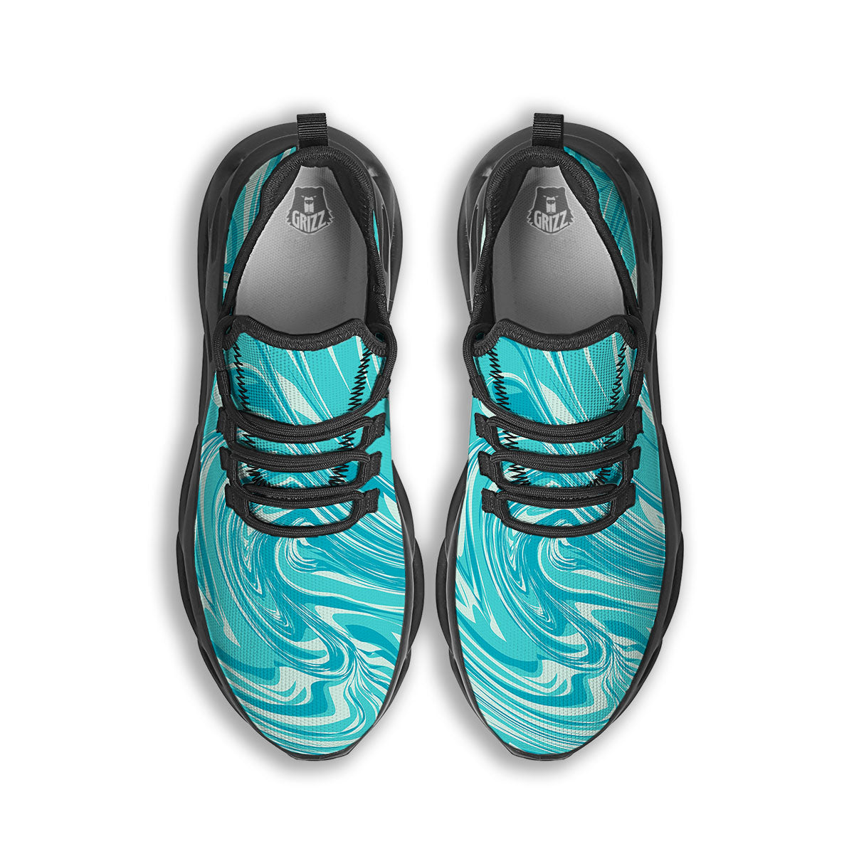 Wave Psychedelic Print Pattern Black Running Shoes-grizzshop
