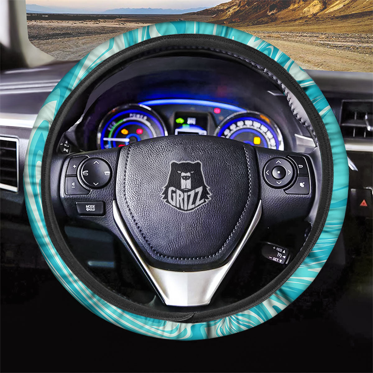 Wave Psychedelic Print Pattern Car Steering Wheel Cover-grizzshop