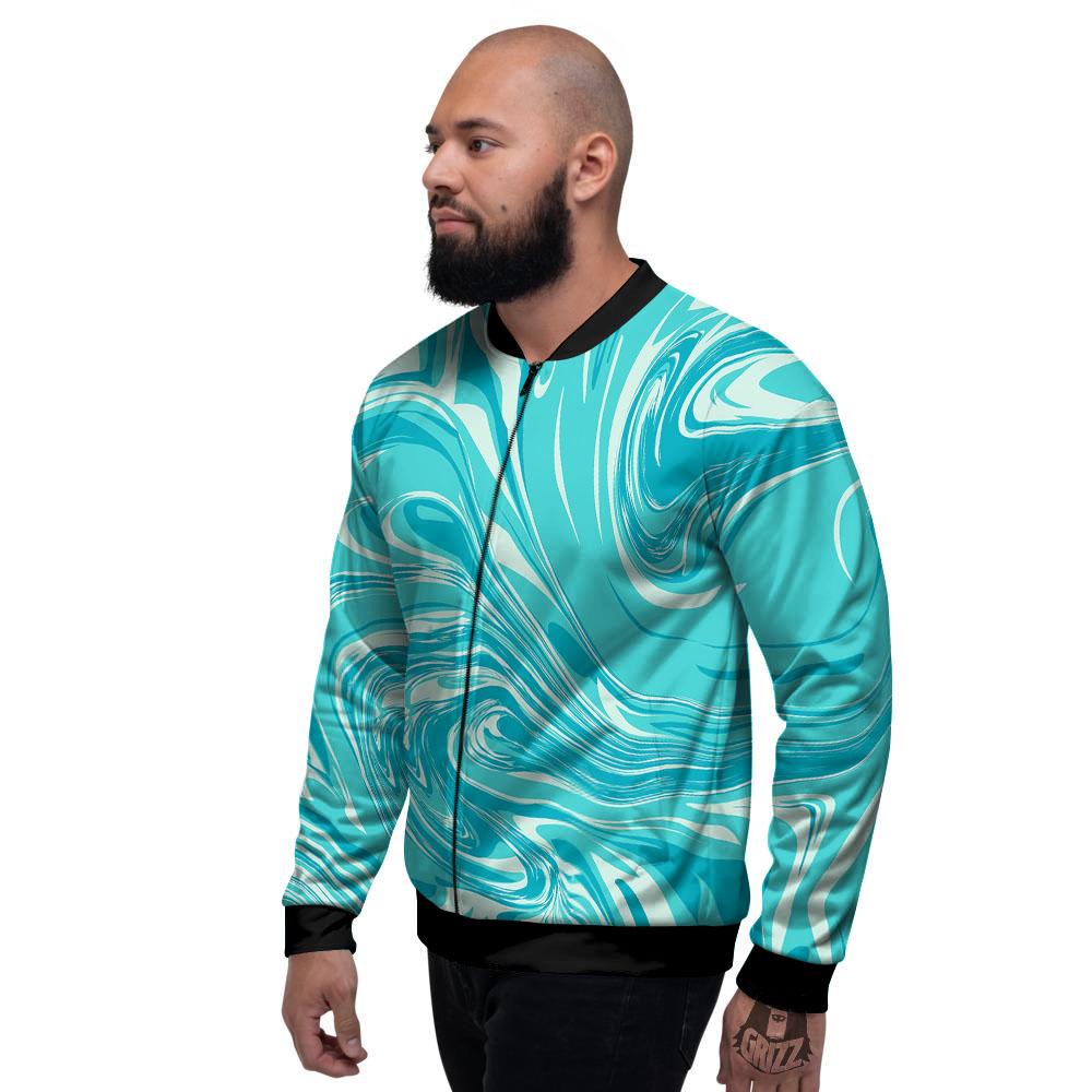 Wave Psychedelic Print Pattern Men's Bomber Jacket-grizzshop