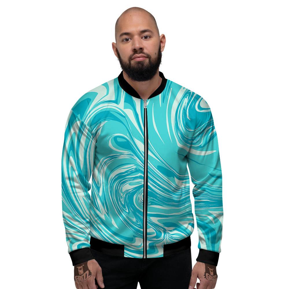 Wave Psychedelic Print Pattern Men's Bomber Jacket-grizzshop