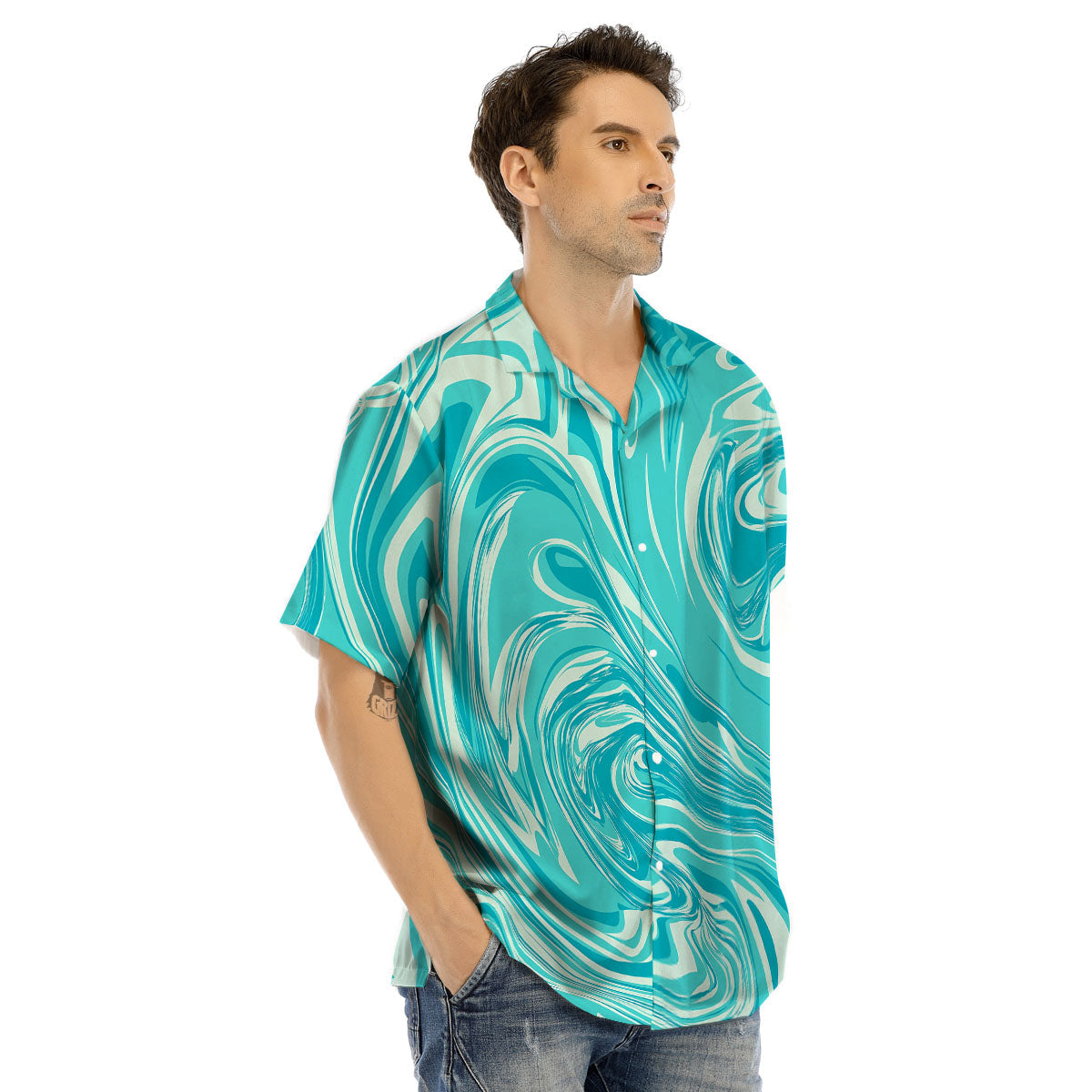 Wave Psychedelic Print Pattern Men's Hawaiian Shirt-grizzshop