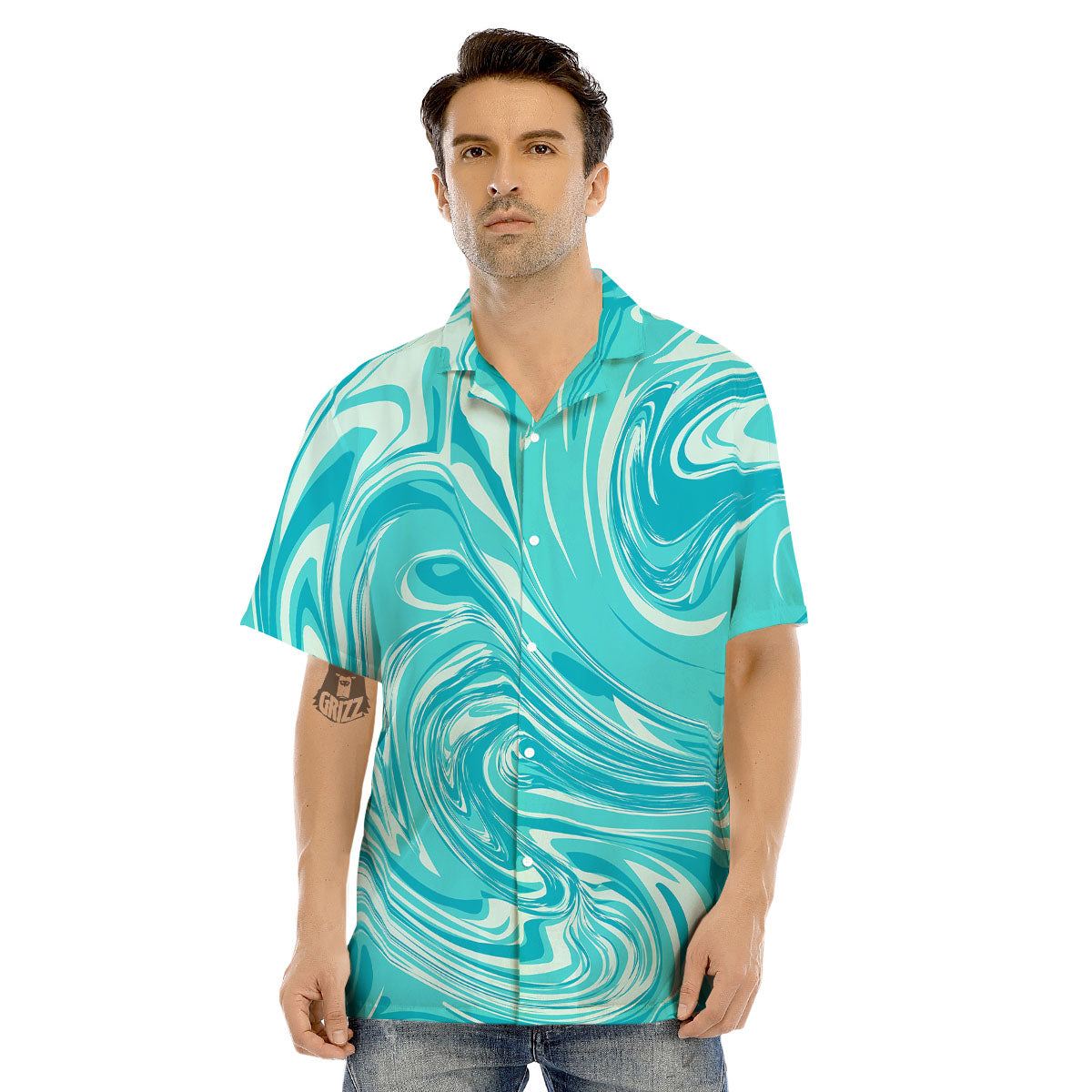 Wave Psychedelic Print Pattern Men's Hawaiian Shirt-grizzshop