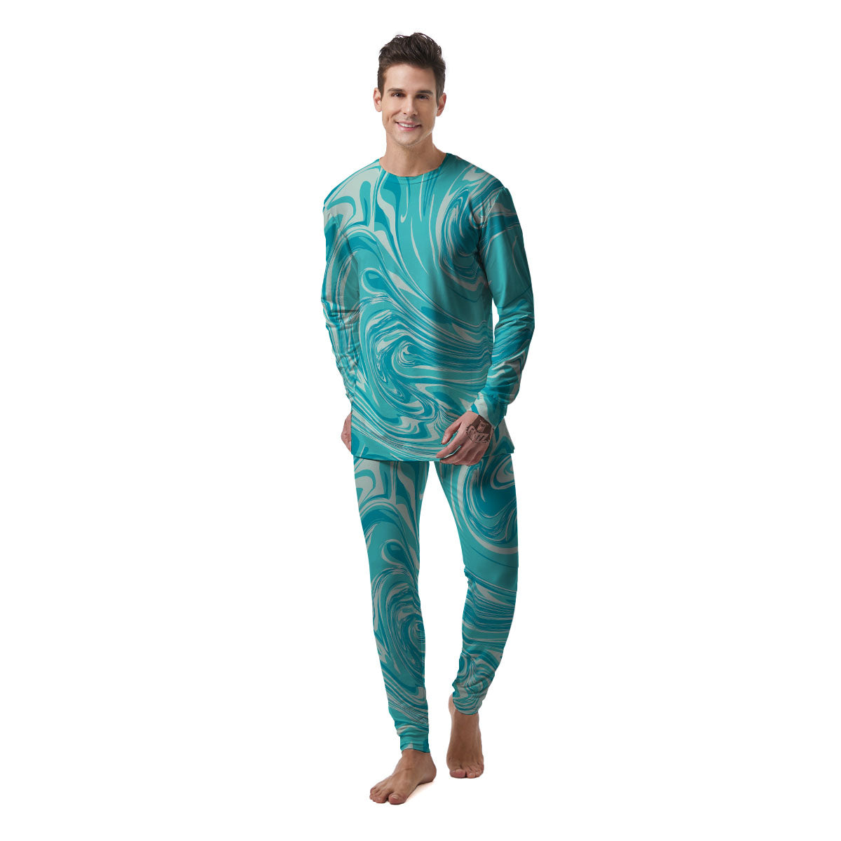 Wave Psychedelic Print Pattern Men's Pajamas-grizzshop