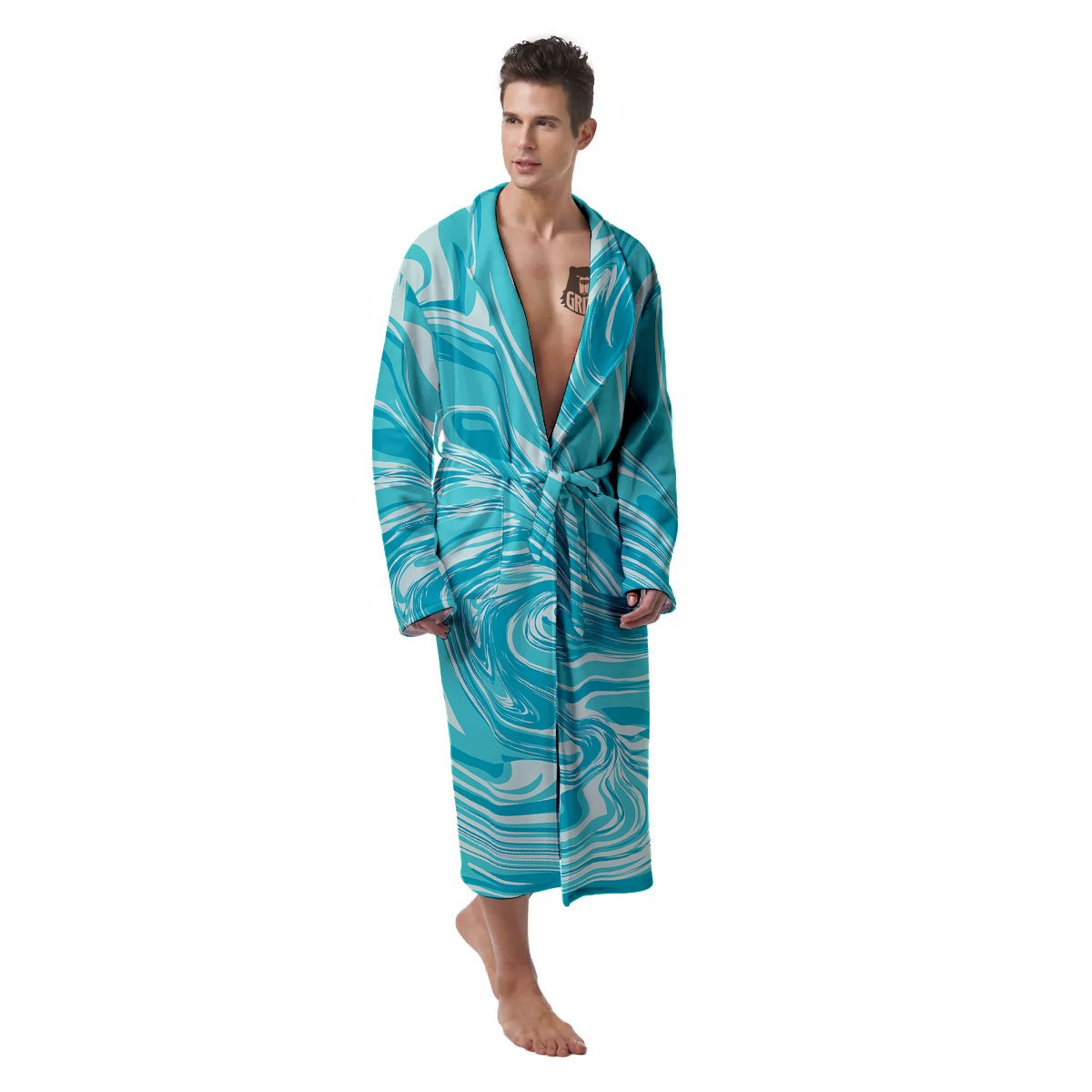 Wave Psychedelic Print Pattern Men's Robe-grizzshop