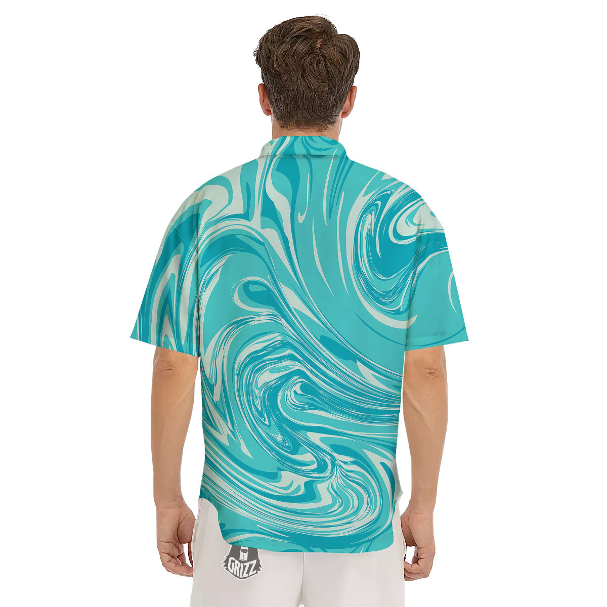 Wave Psychedelic Print Pattern Men's Short Sleeve Shirts-grizzshop