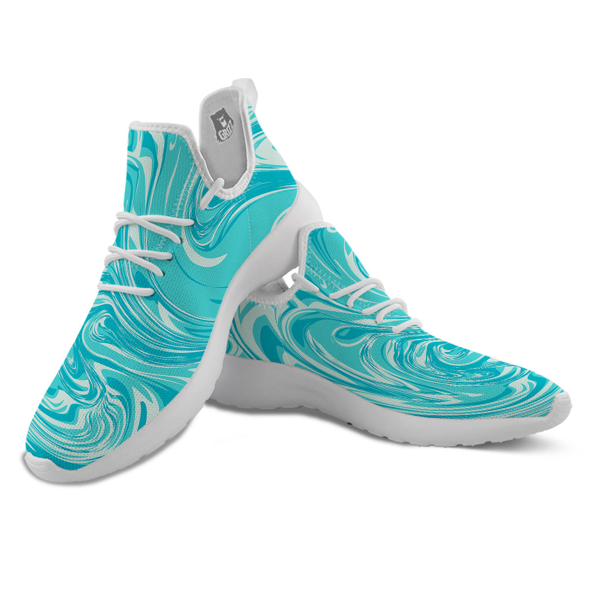 Wave Psychedelic Print Pattern White Athletic Shoes-grizzshop