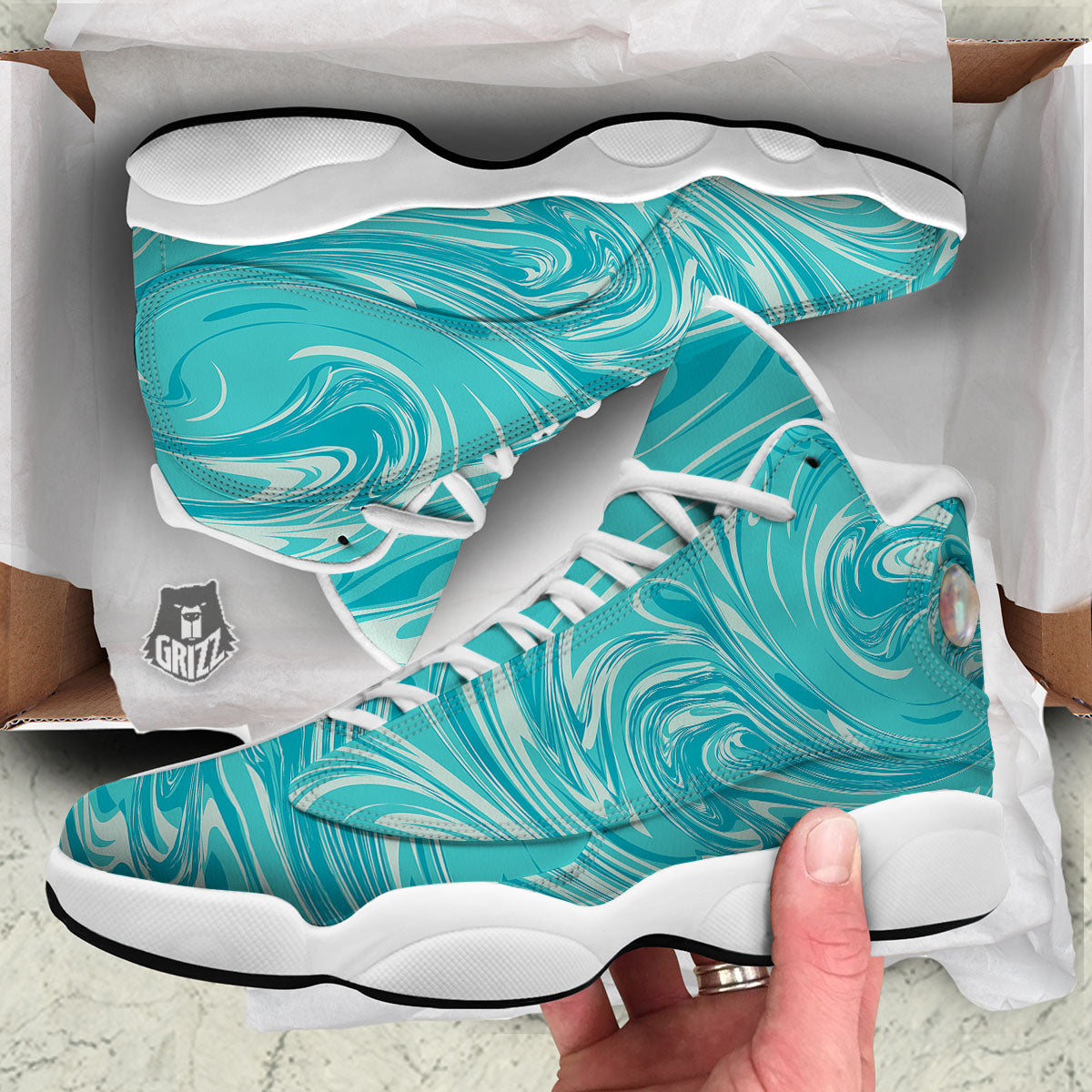 Wave Psychedelic Print Pattern White Basketball Shoes-grizzshop