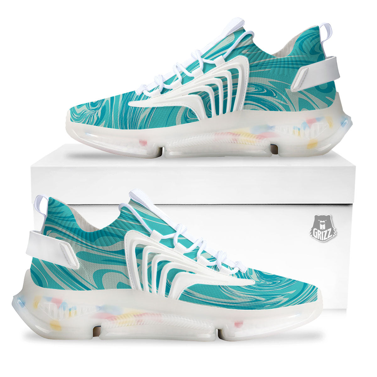 Wave Psychedelic Print Pattern White Gym Shoes-grizzshop