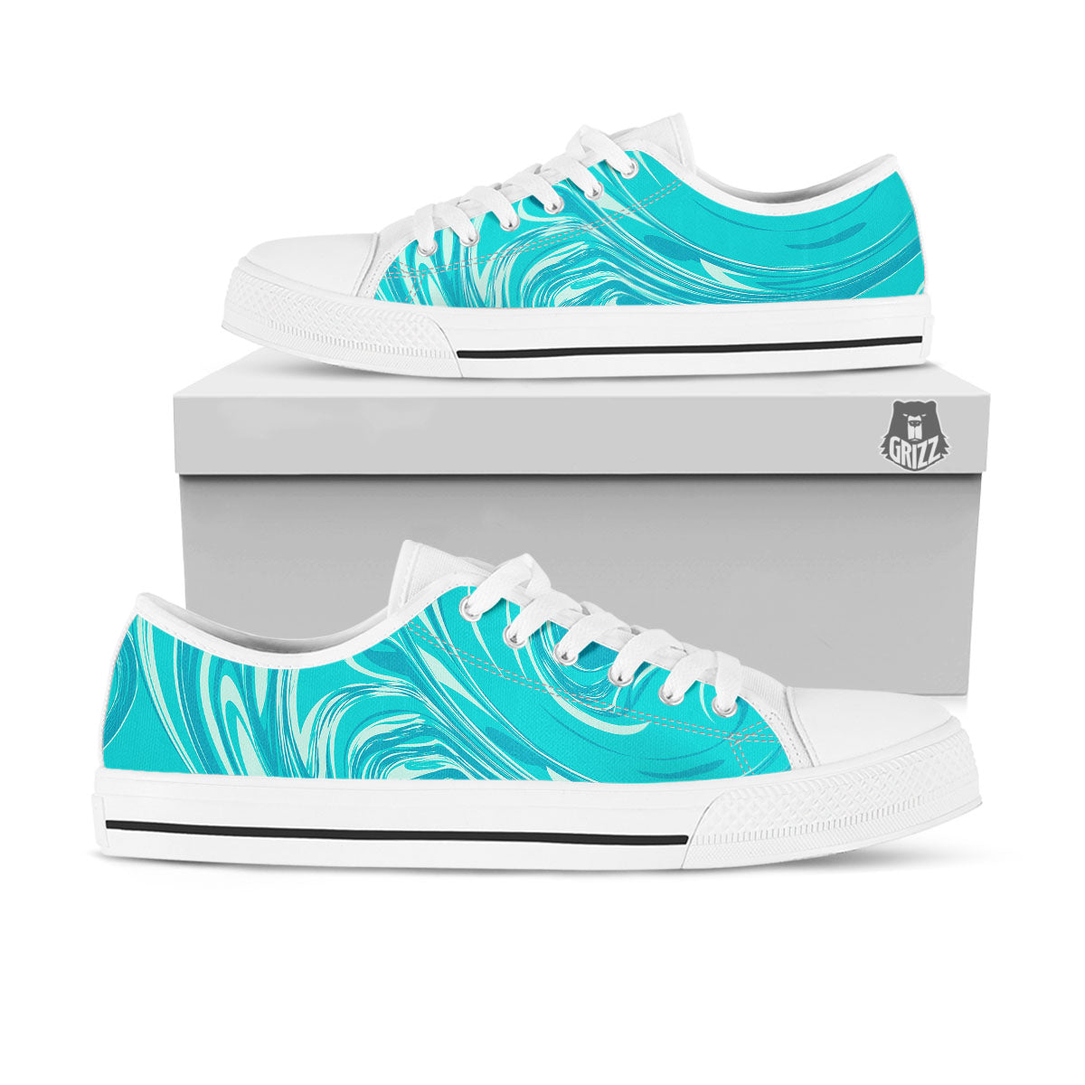 Wave Psychedelic Print Pattern White Low Top Shoes-grizzshop