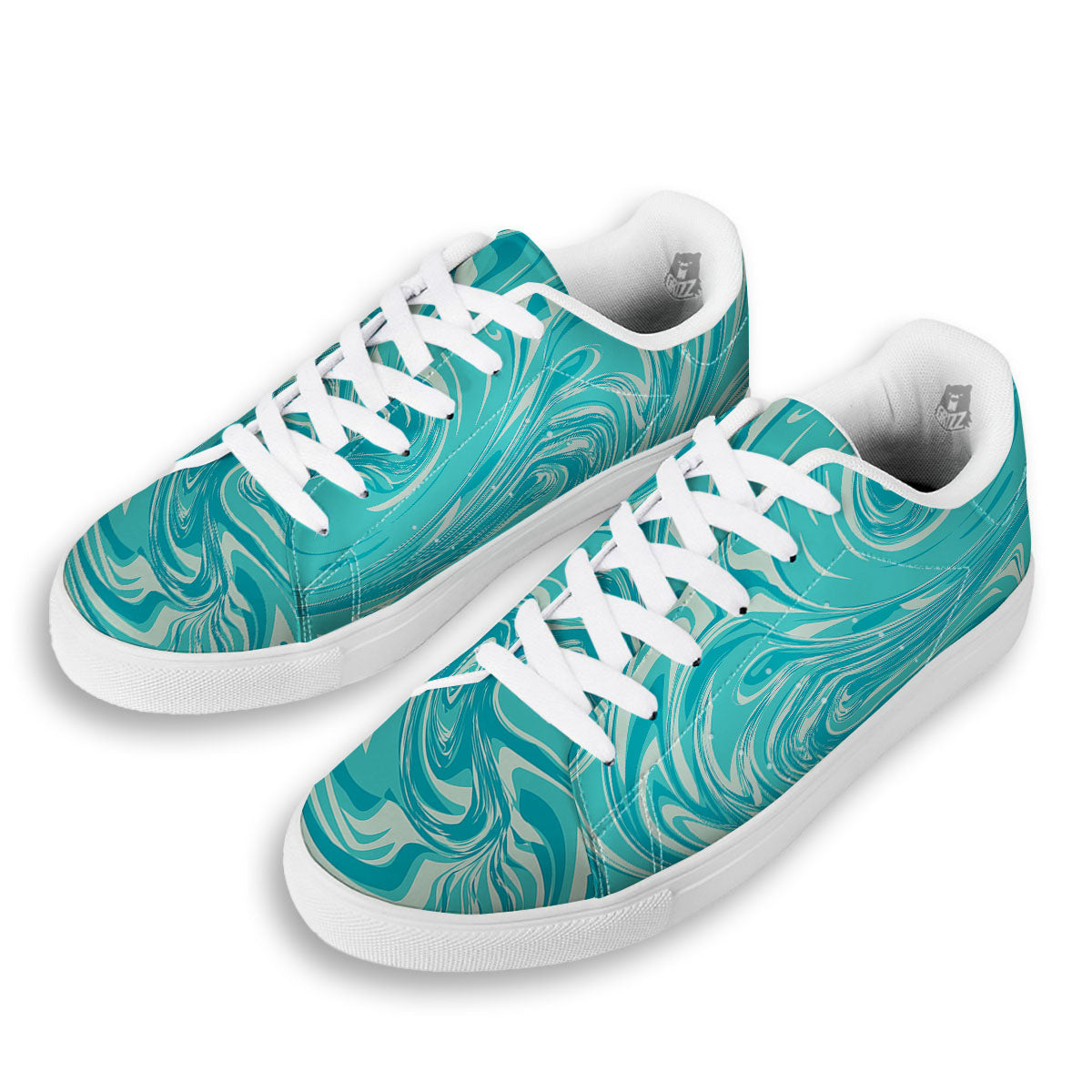Wave Psychedelic Print Pattern White Low Top Sneakers-grizzshop