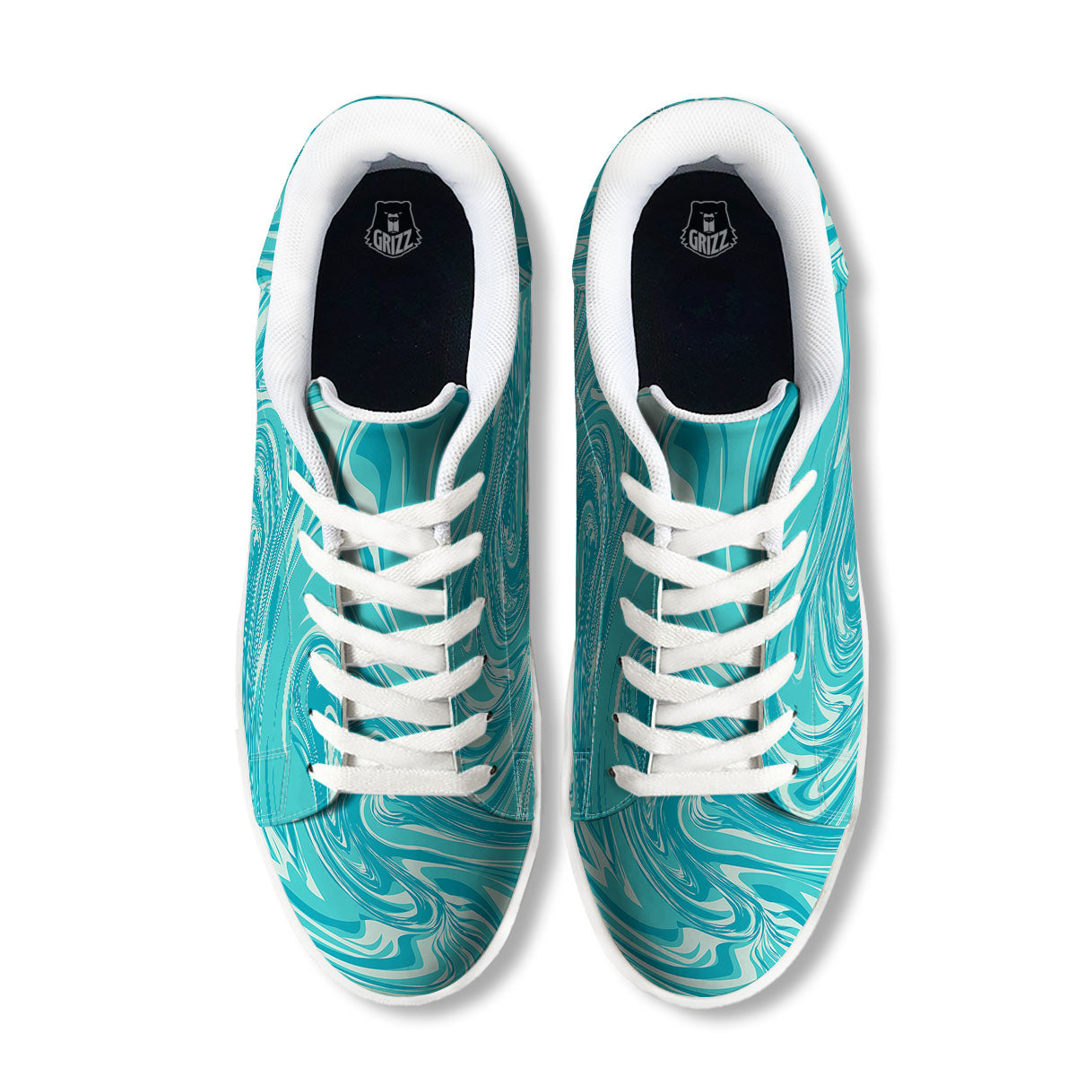 Wave Psychedelic Print Pattern White Low Top Sneakers-grizzshop
