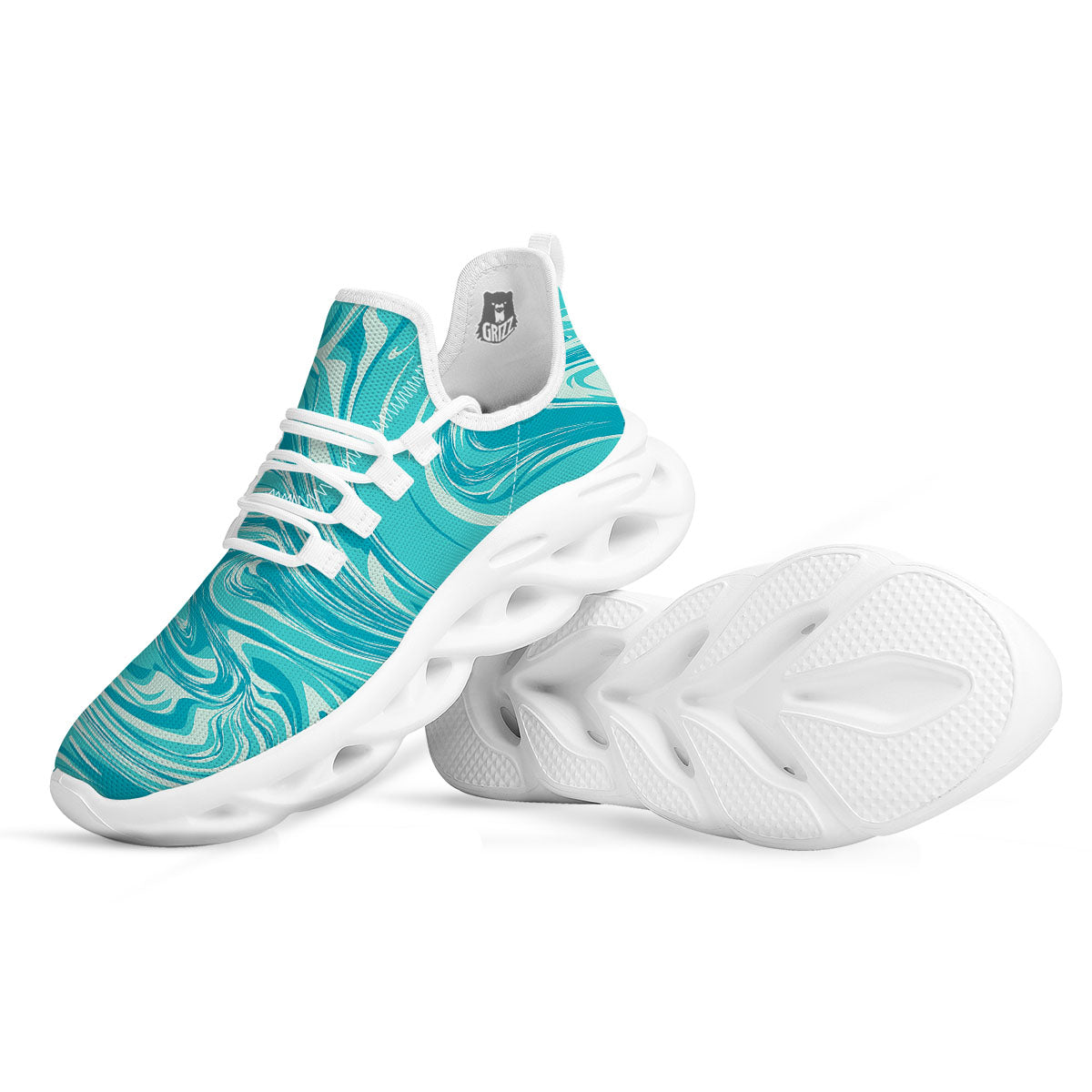Wave Psychedelic Print Pattern White Running Shoes-grizzshop