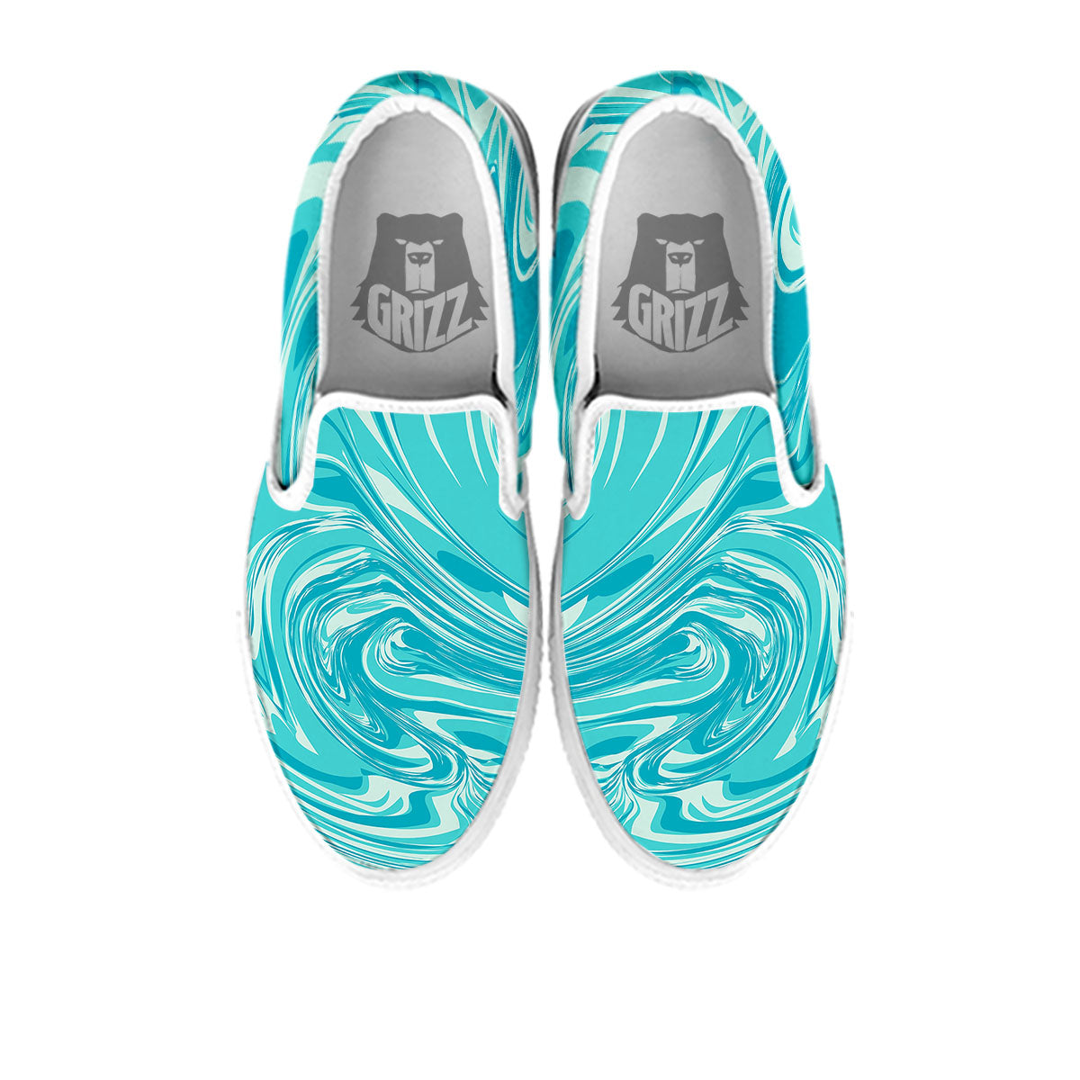 Wave Psychedelic Print Pattern White Slip On Shoes-grizzshop