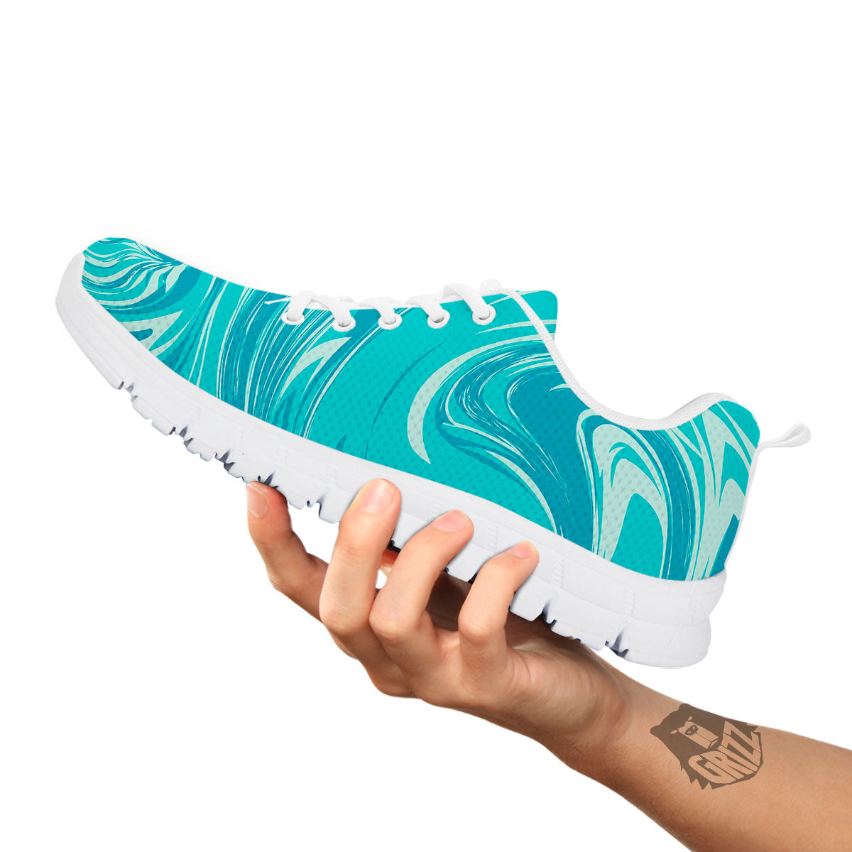 Wave Psychedelic Print Pattern White Sneaker-grizzshop