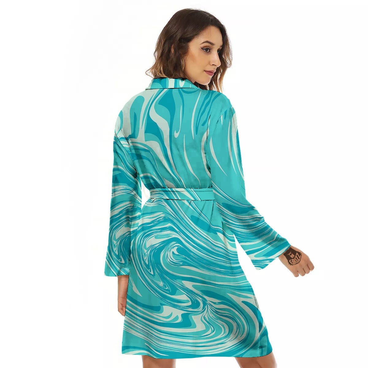 Wave Psychedelic Print Pattern Women's Robe-grizzshop